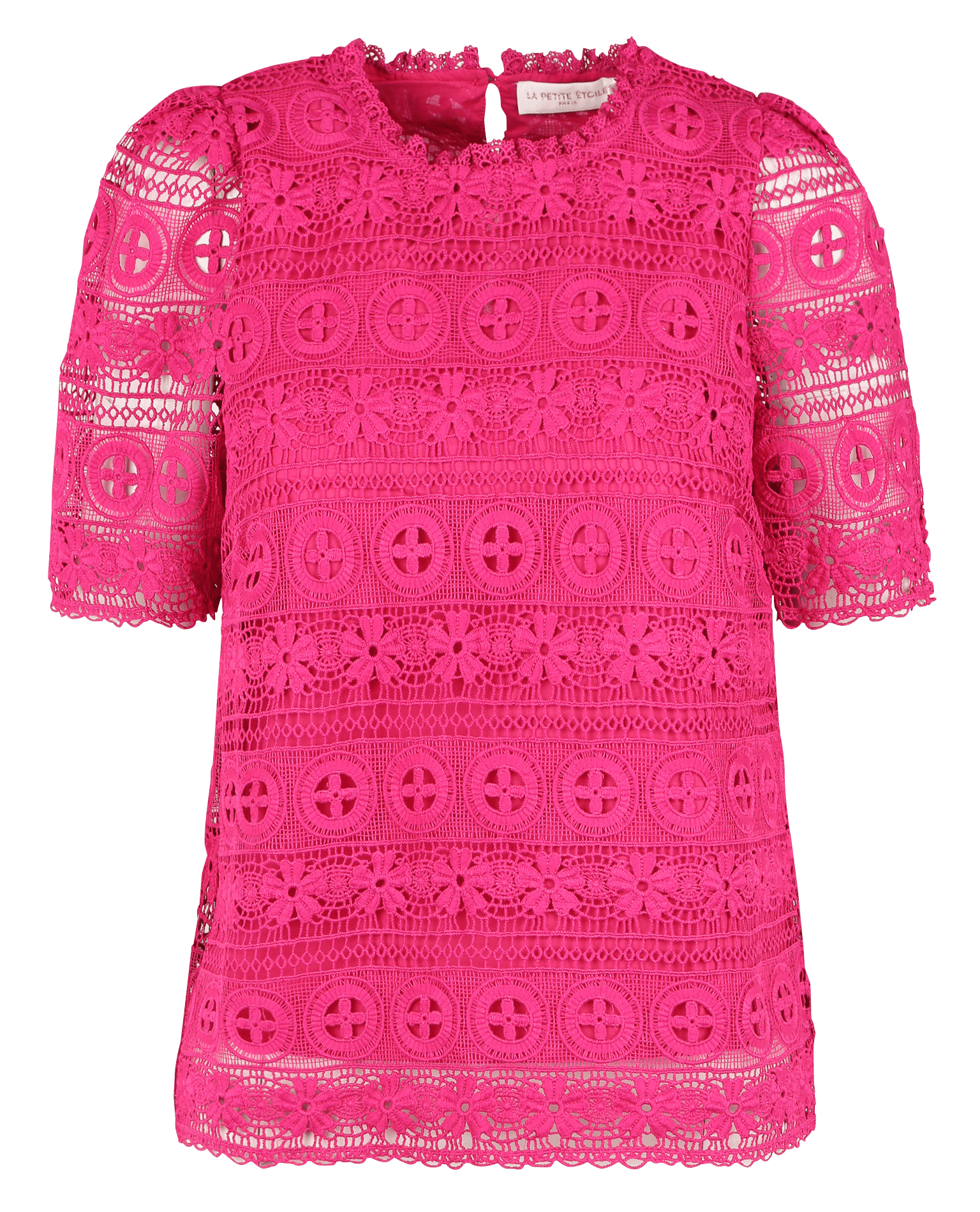 Top col rond en guipure LA PETITE ETOILE Rose