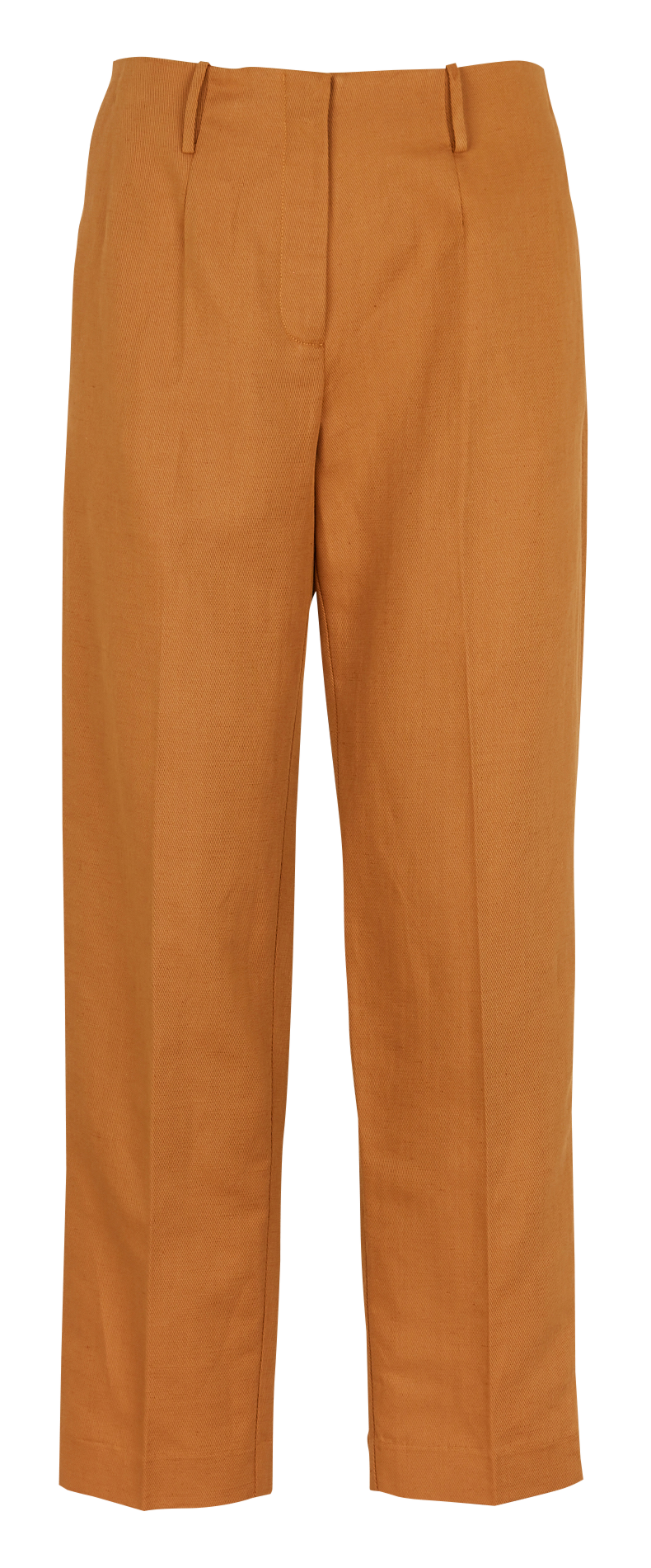 Pantalon droit taille haute en coton mélangé POMANDERE Marron