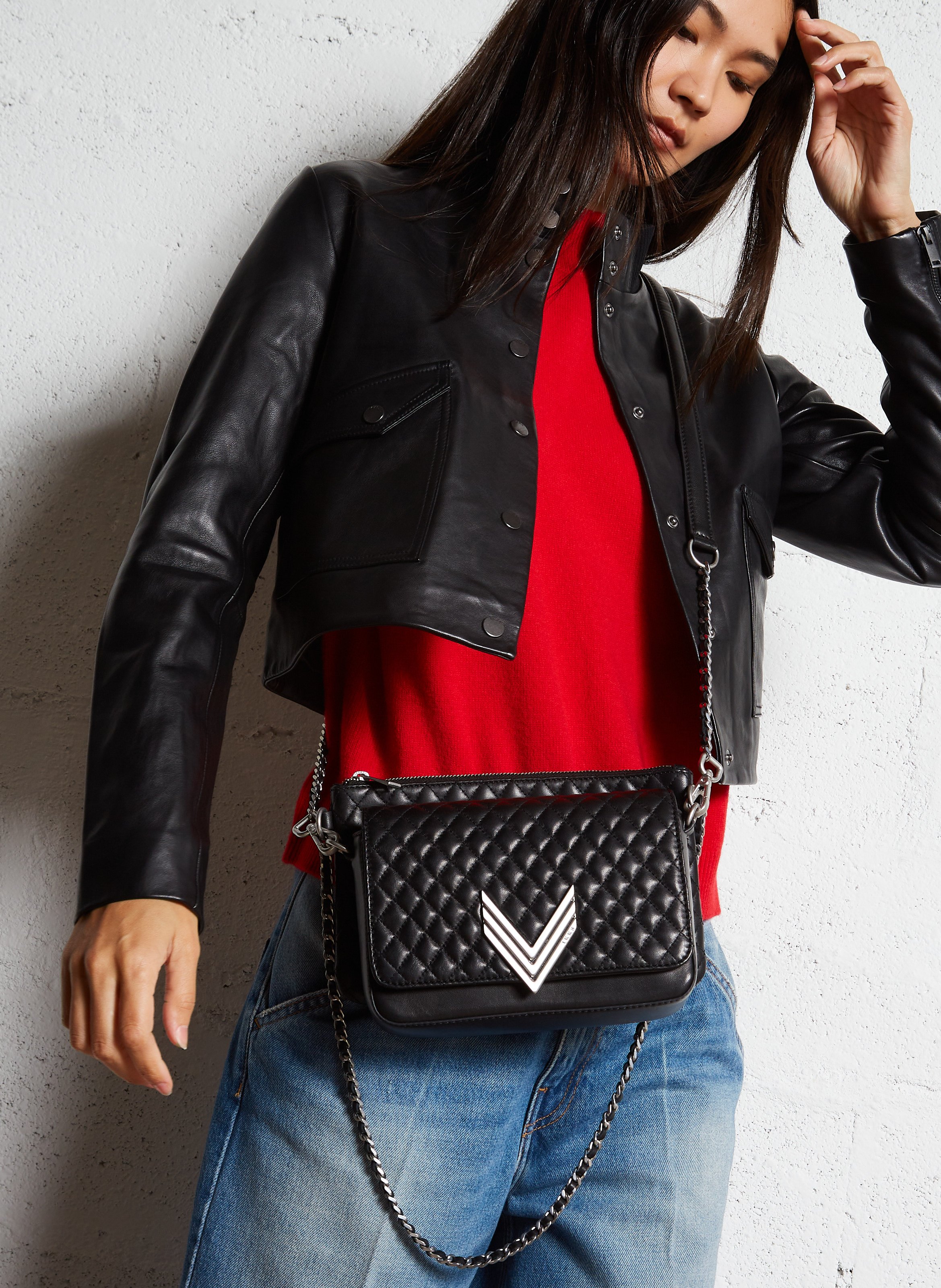 Dori leather shoulder bag IKKS Black