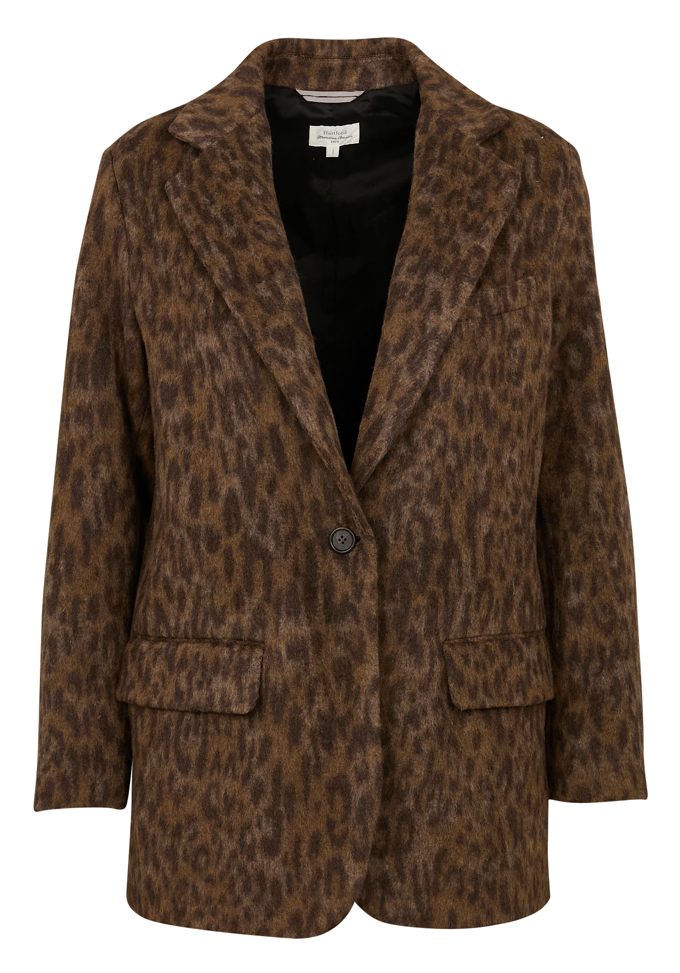 Veste de tailleur imprimée en laine mélangée HARTFORD Marron