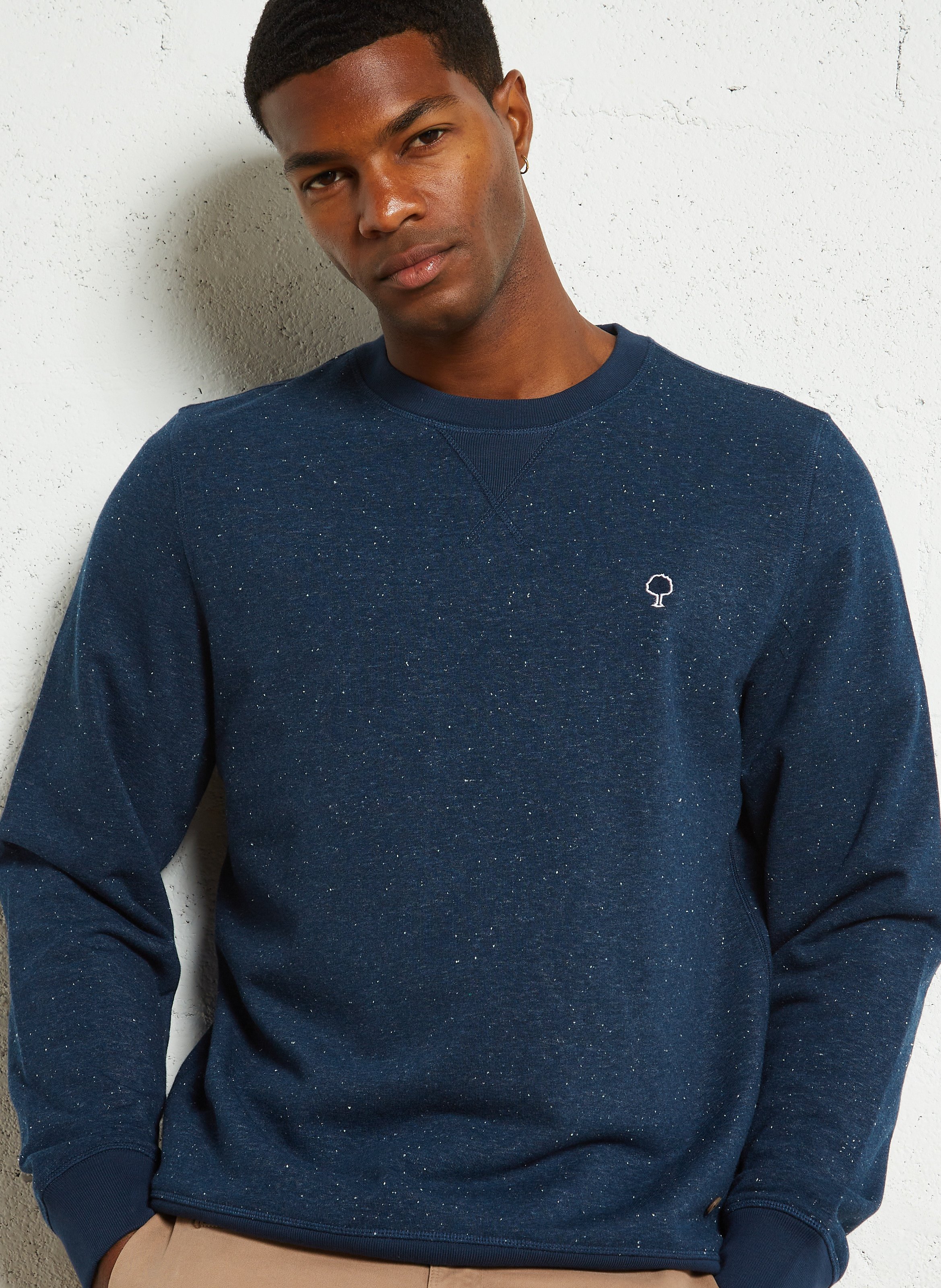 Round-neck regular-fit marled sweatshirt FAGUO Blue