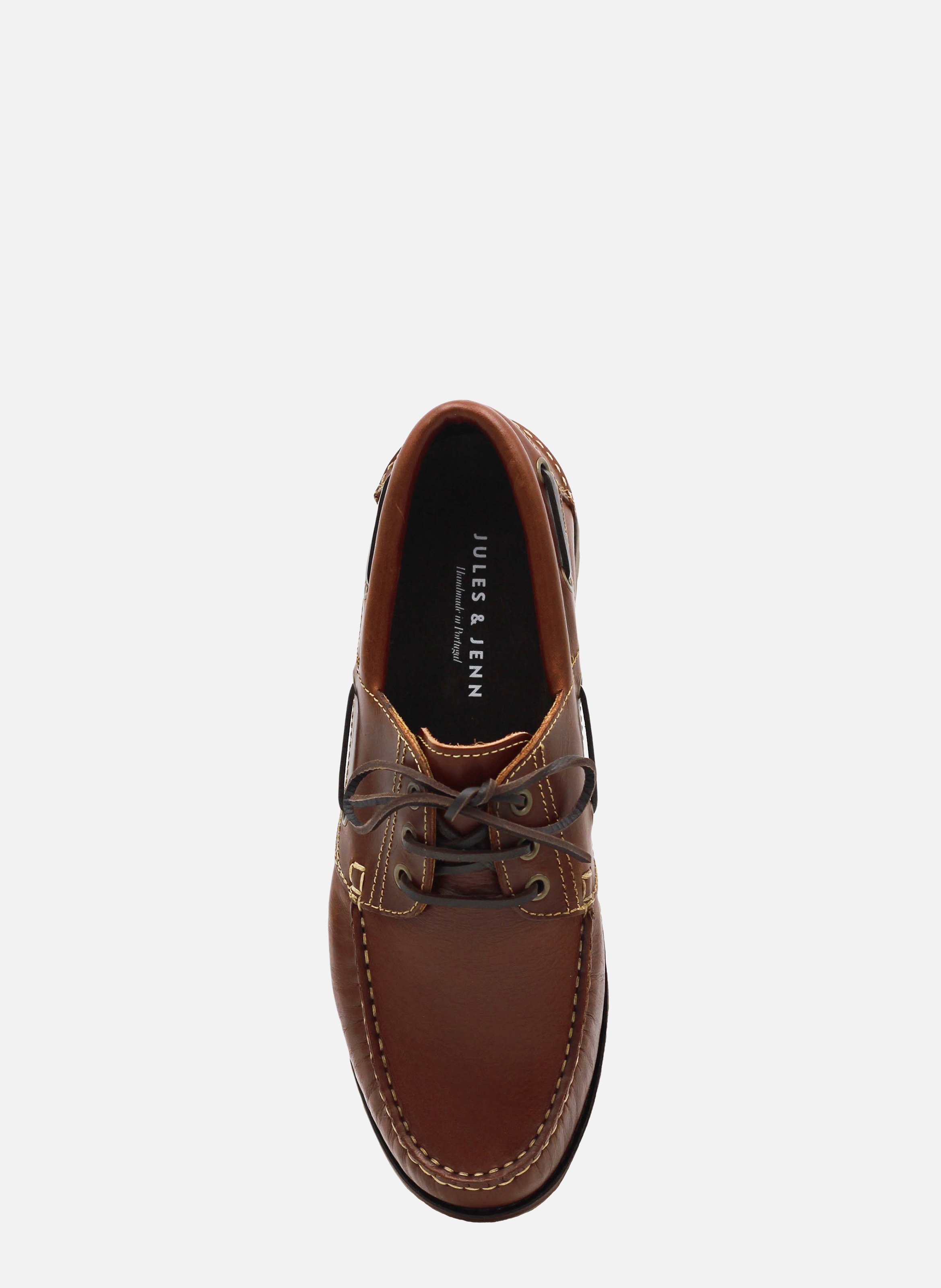 Leather deck shoes with lugs JULES & JENN Brown