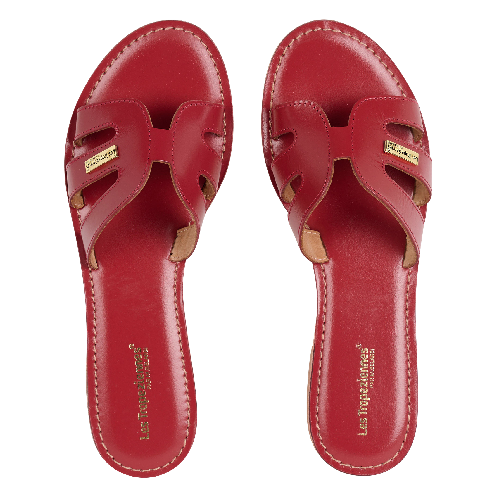 Aouda flat leather sandals LES TROPEZIENNES PAR M.BELARBI Red
