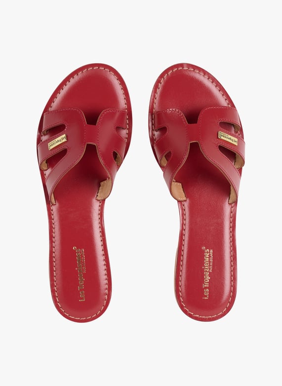Sandales plates en cuir Damia Rouge Les tropeziennes par m