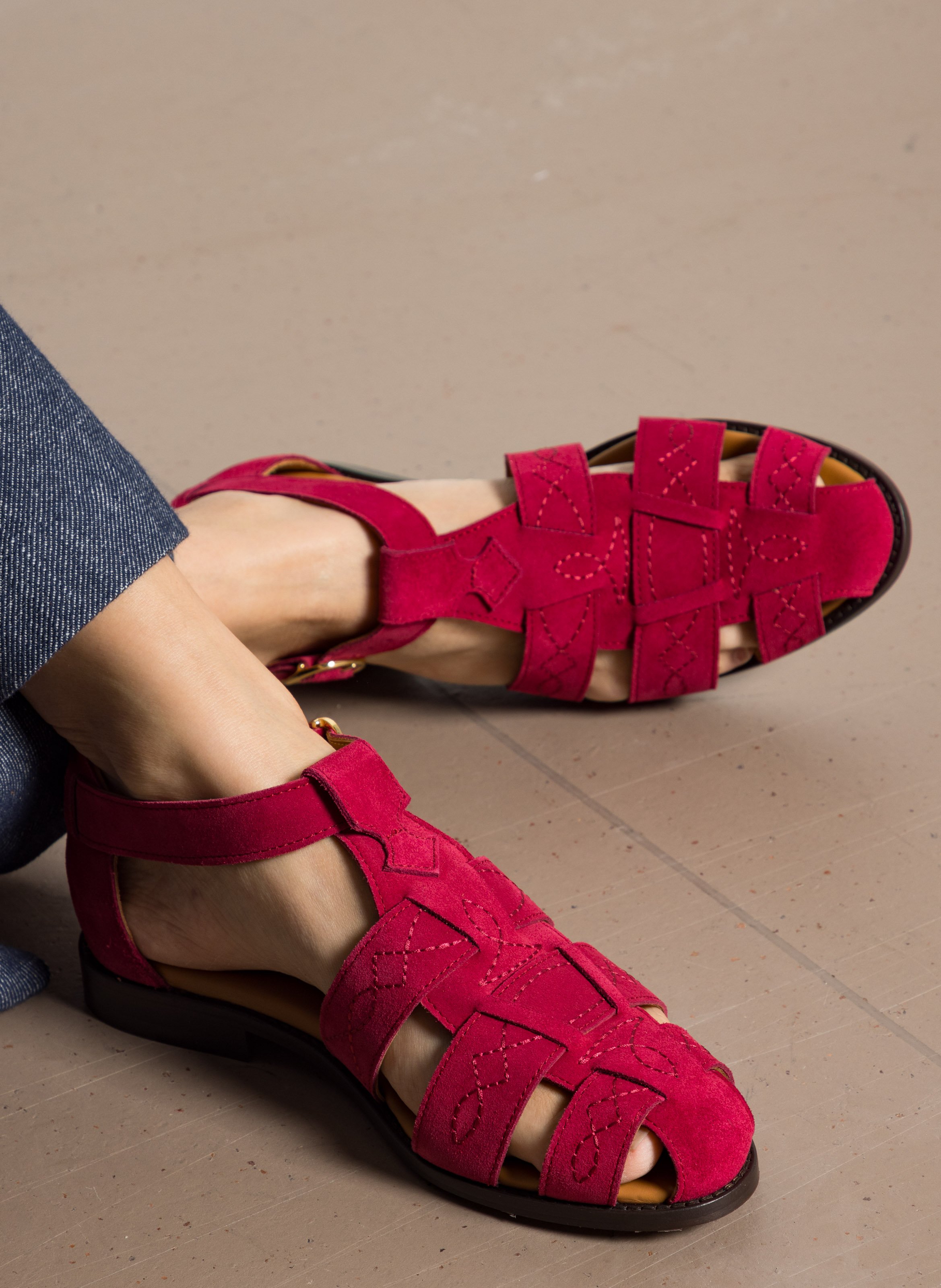 Méduse en cuir velours SOCQUE PARIS Rose