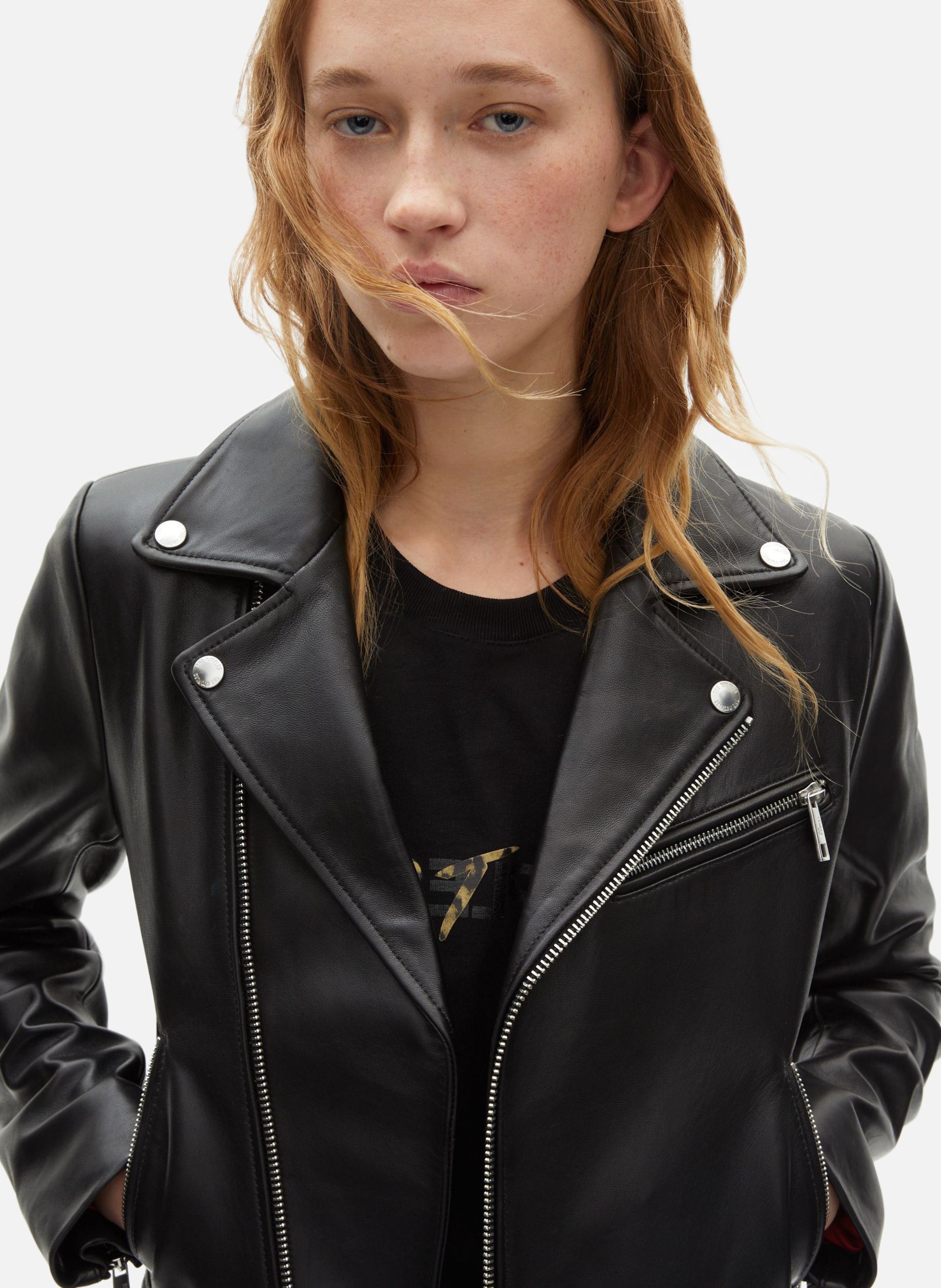 Leather biker jacket THE KOOPLES Black