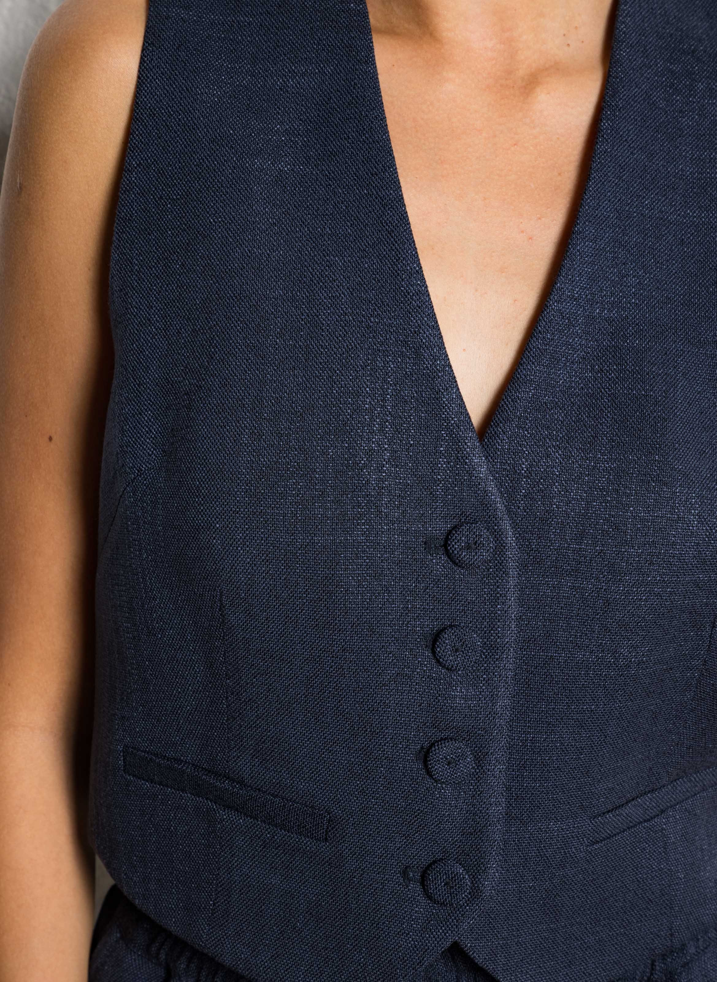 Straight blended virgin wool V-neck cardigan MARGAUX LONNBERG Blue