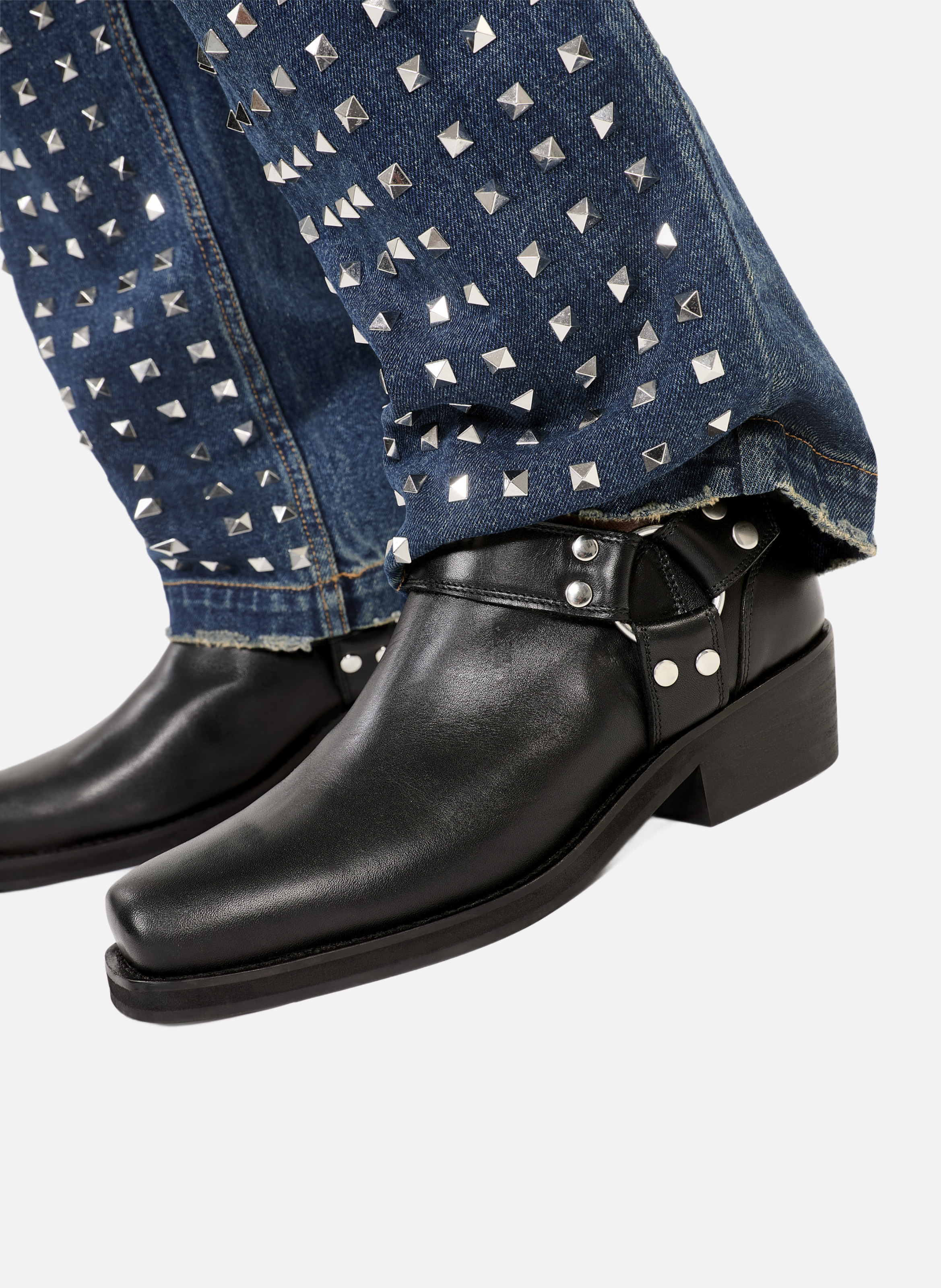 Low ankle boots with leather straps THE KOOPLES Black