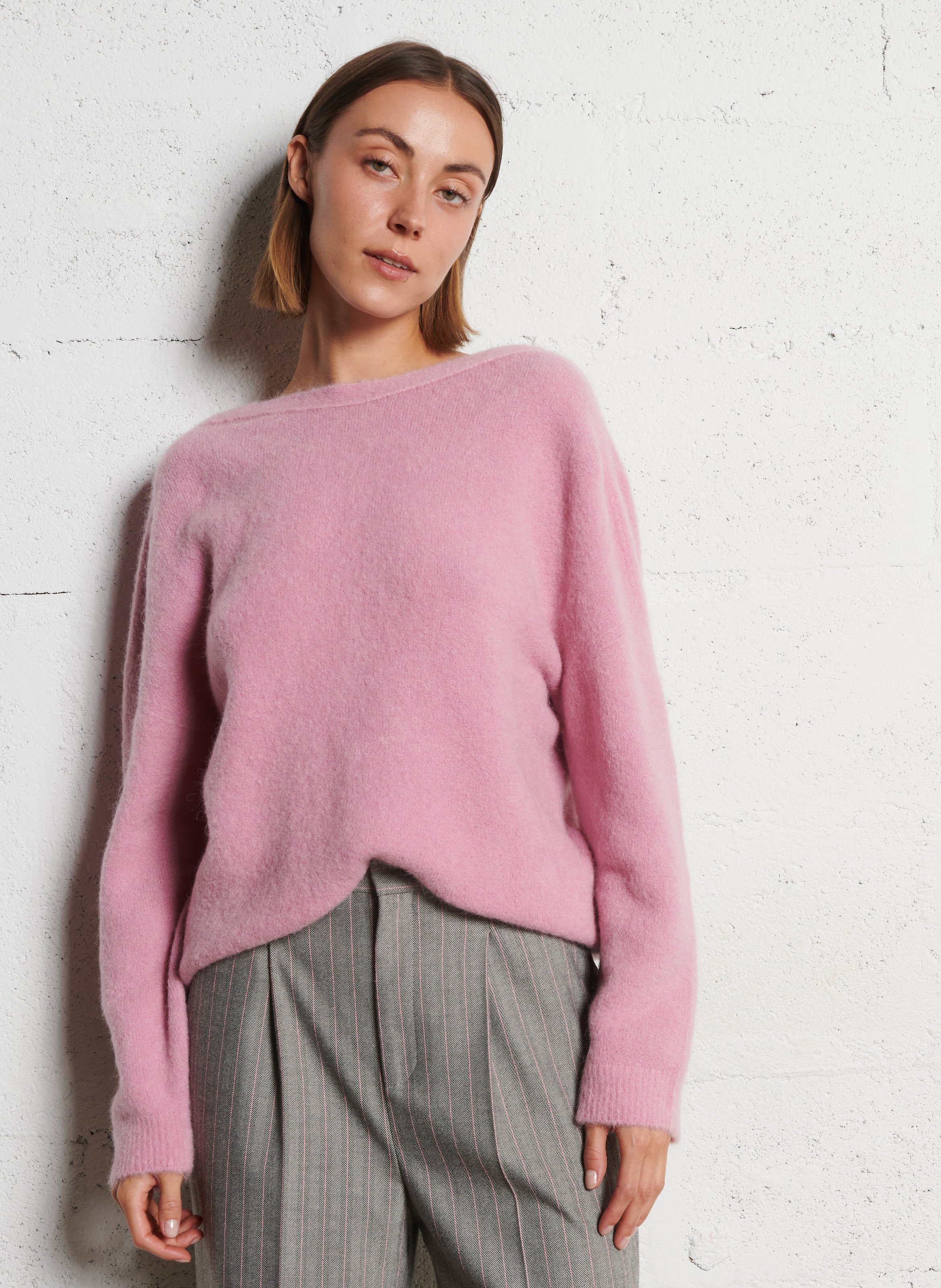 V-neck Wool Blend Vest with Front and Back Panels IKKS Pink