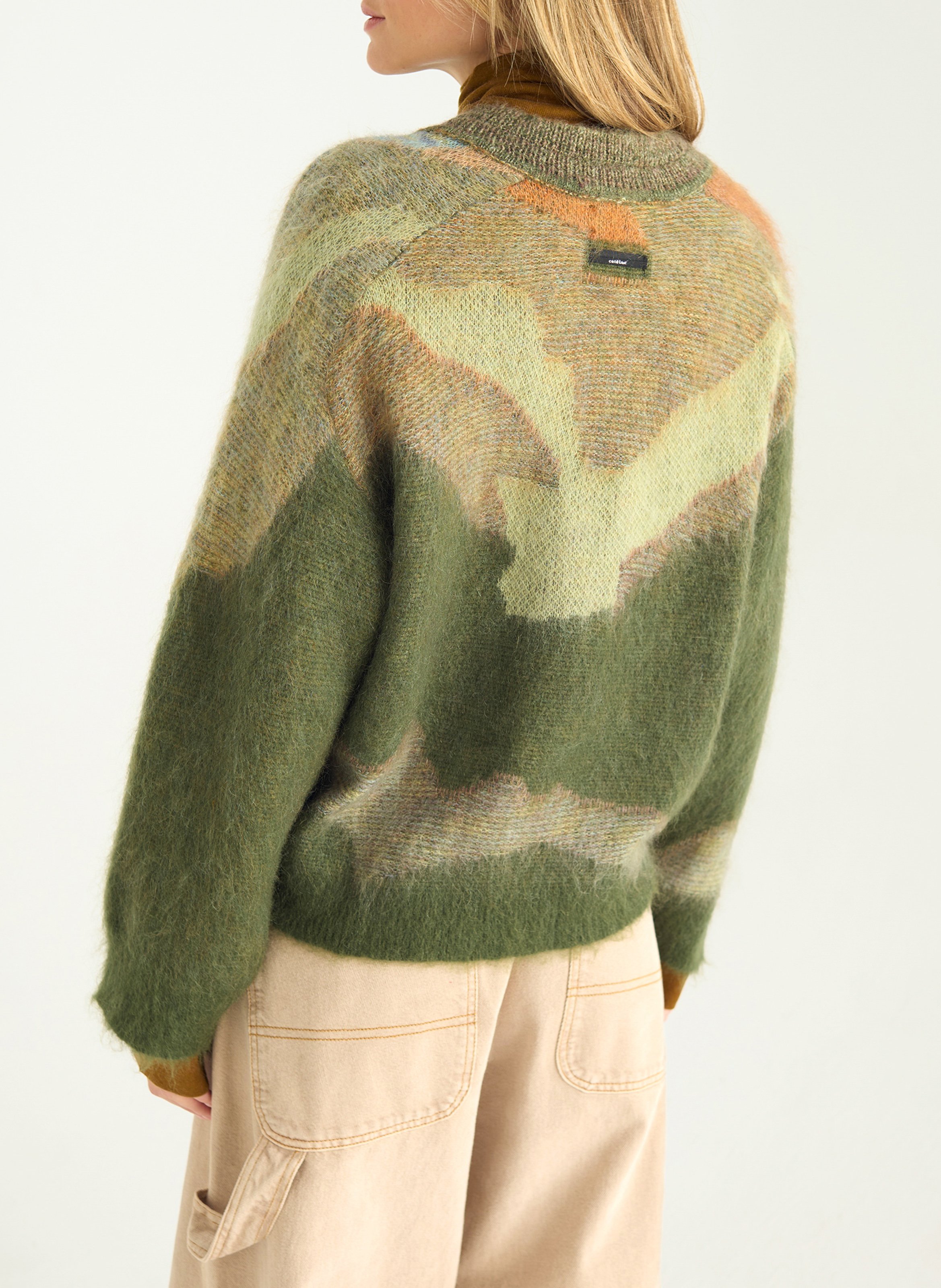 Pull oversize col V en laine mélangée COTELAC Vert