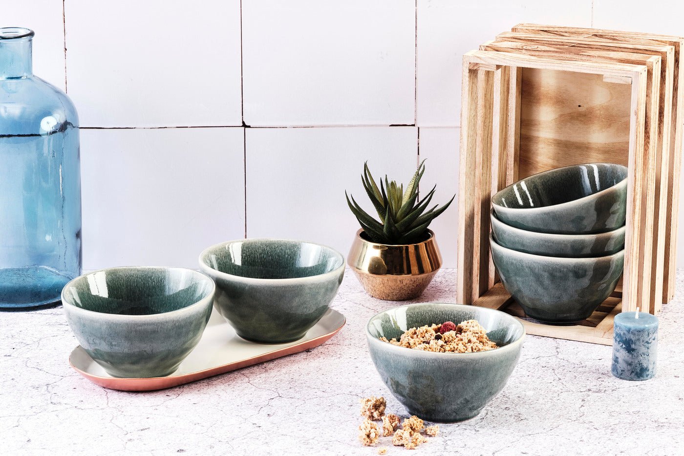 Bowl moon ø14.5cm - 6 pieces - ink Blue