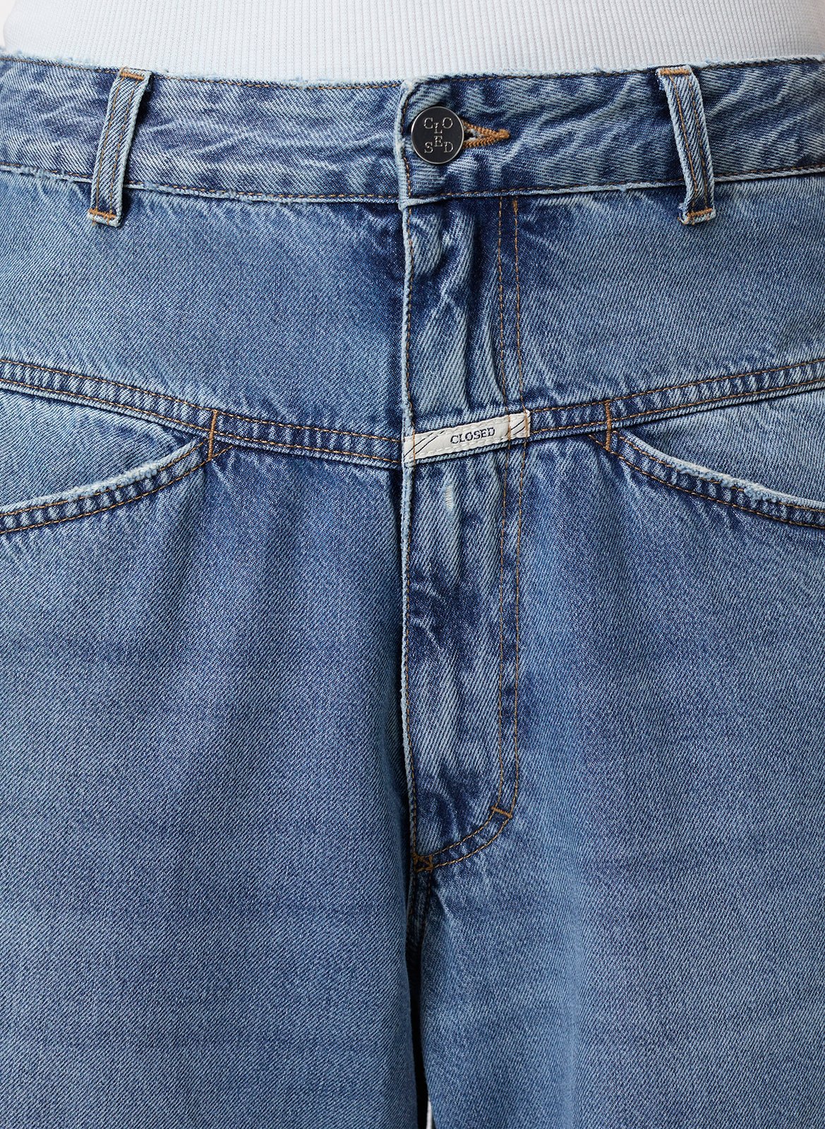 High-waisted straight leg jeans with cutouts CLOSED Blue