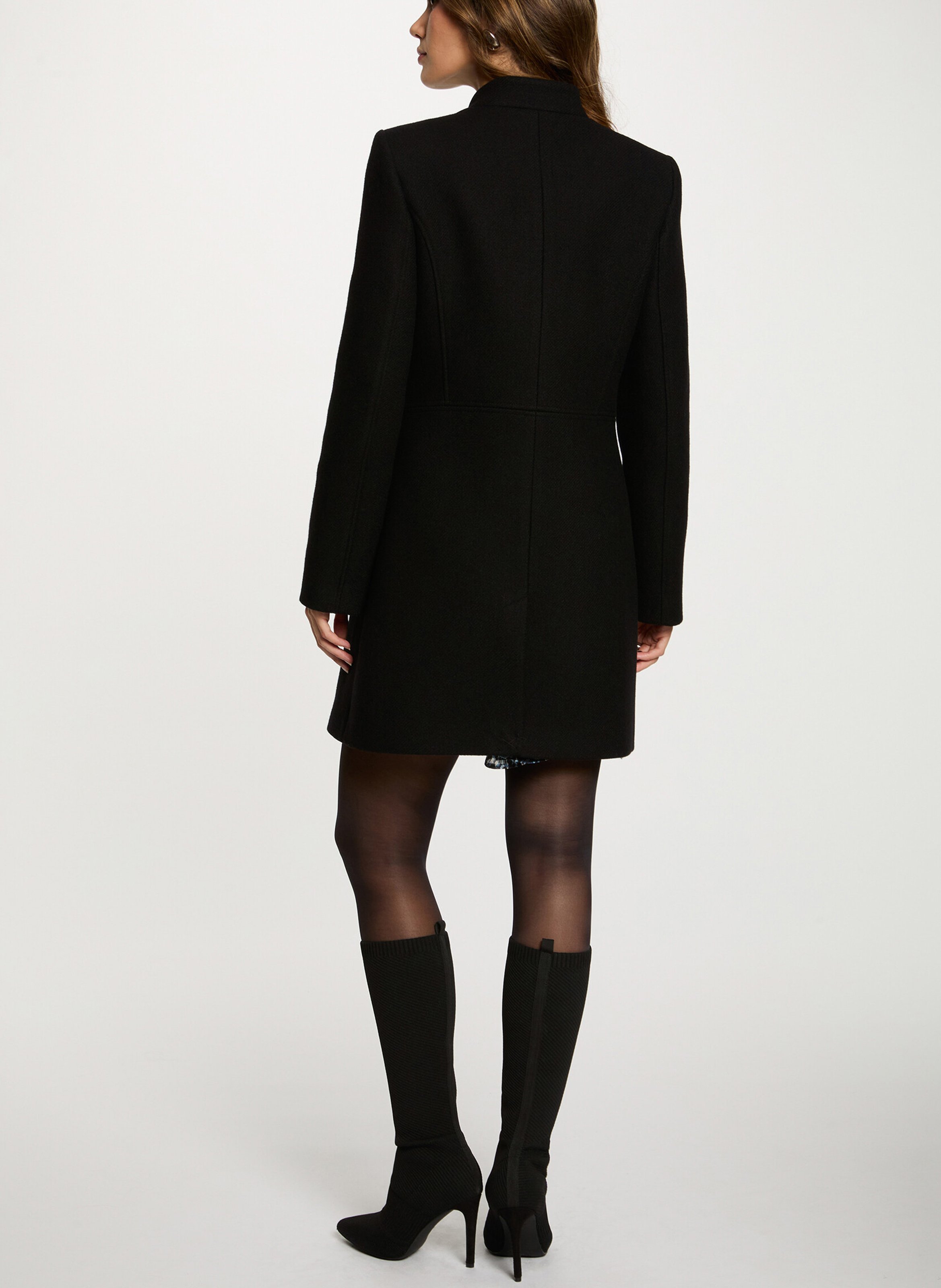 Straight high-neck coat MORGAN Black