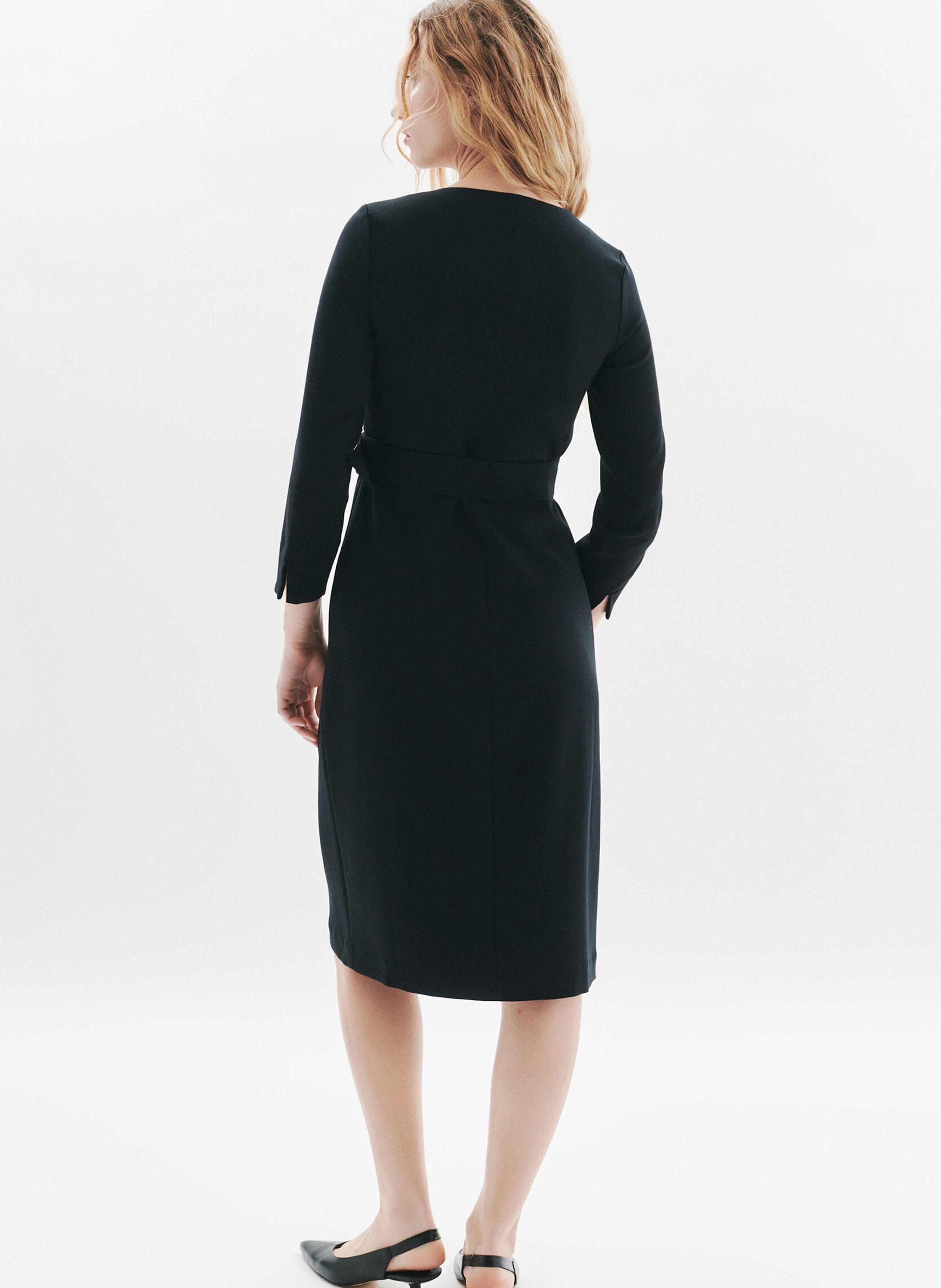 Robe midi col rond CAROLL Noir