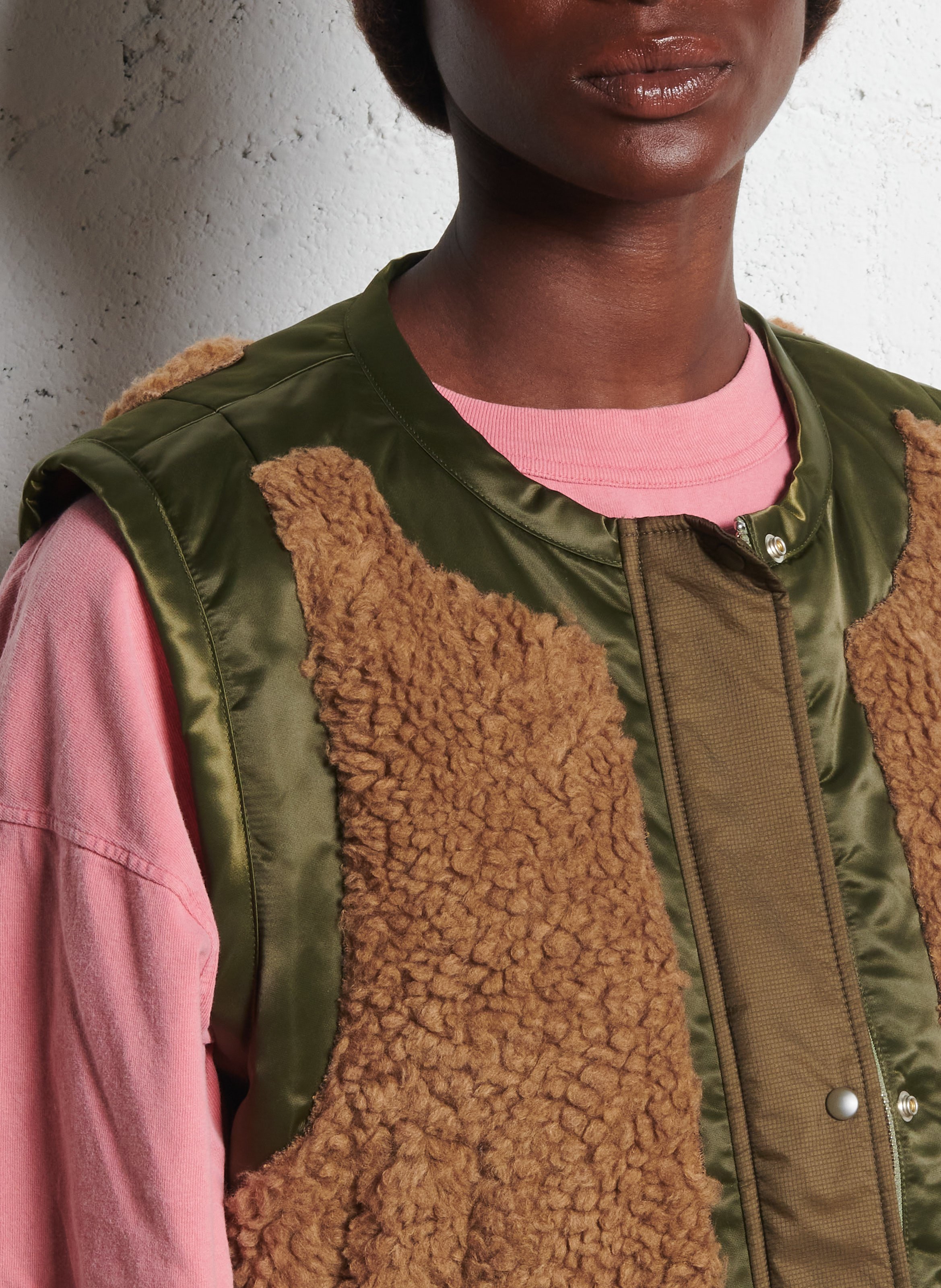 Jas met ronde hals en twee materialen BELLEROSE Grijs