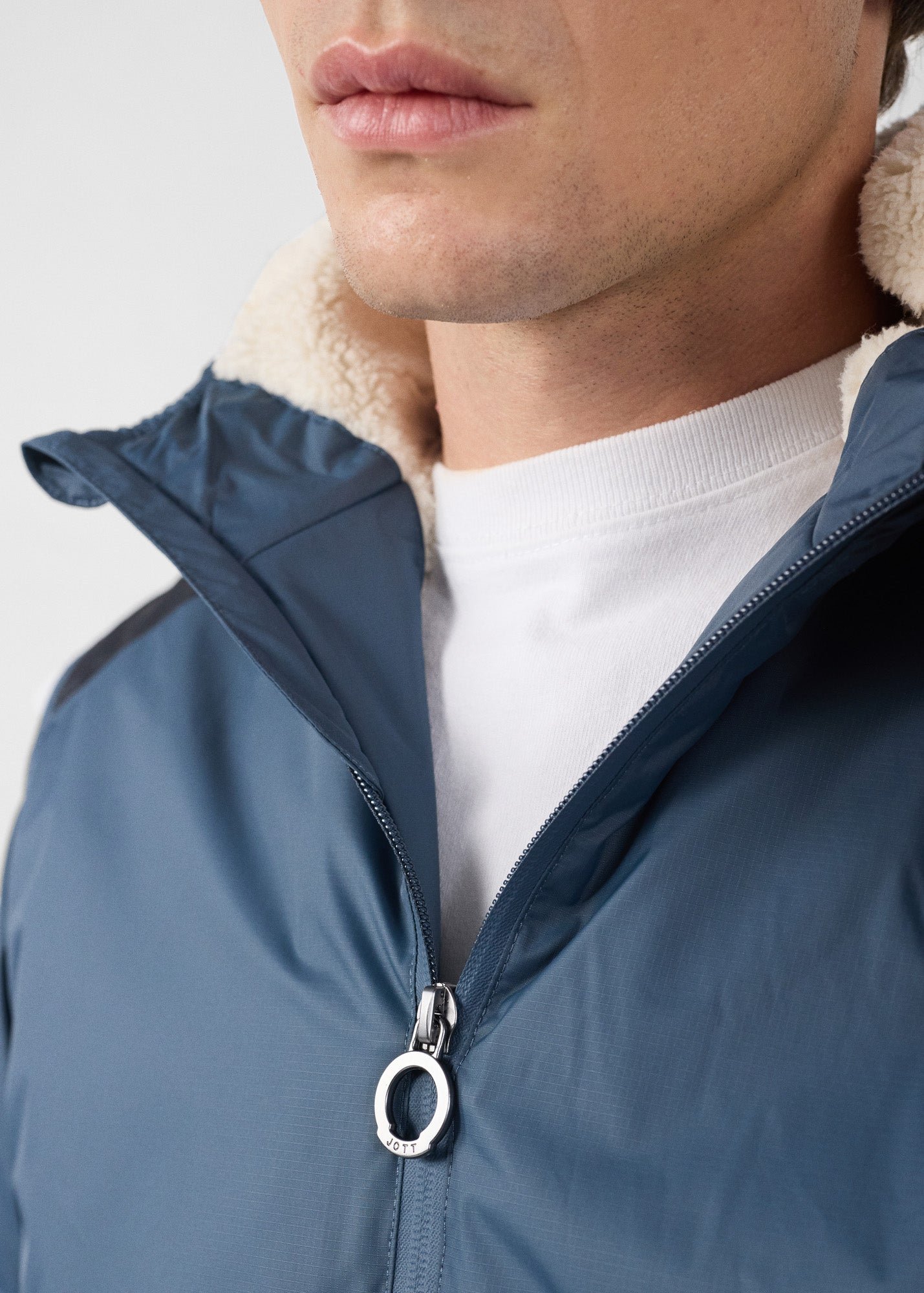 Blue stone dippen sherpa waterproof coat Blue