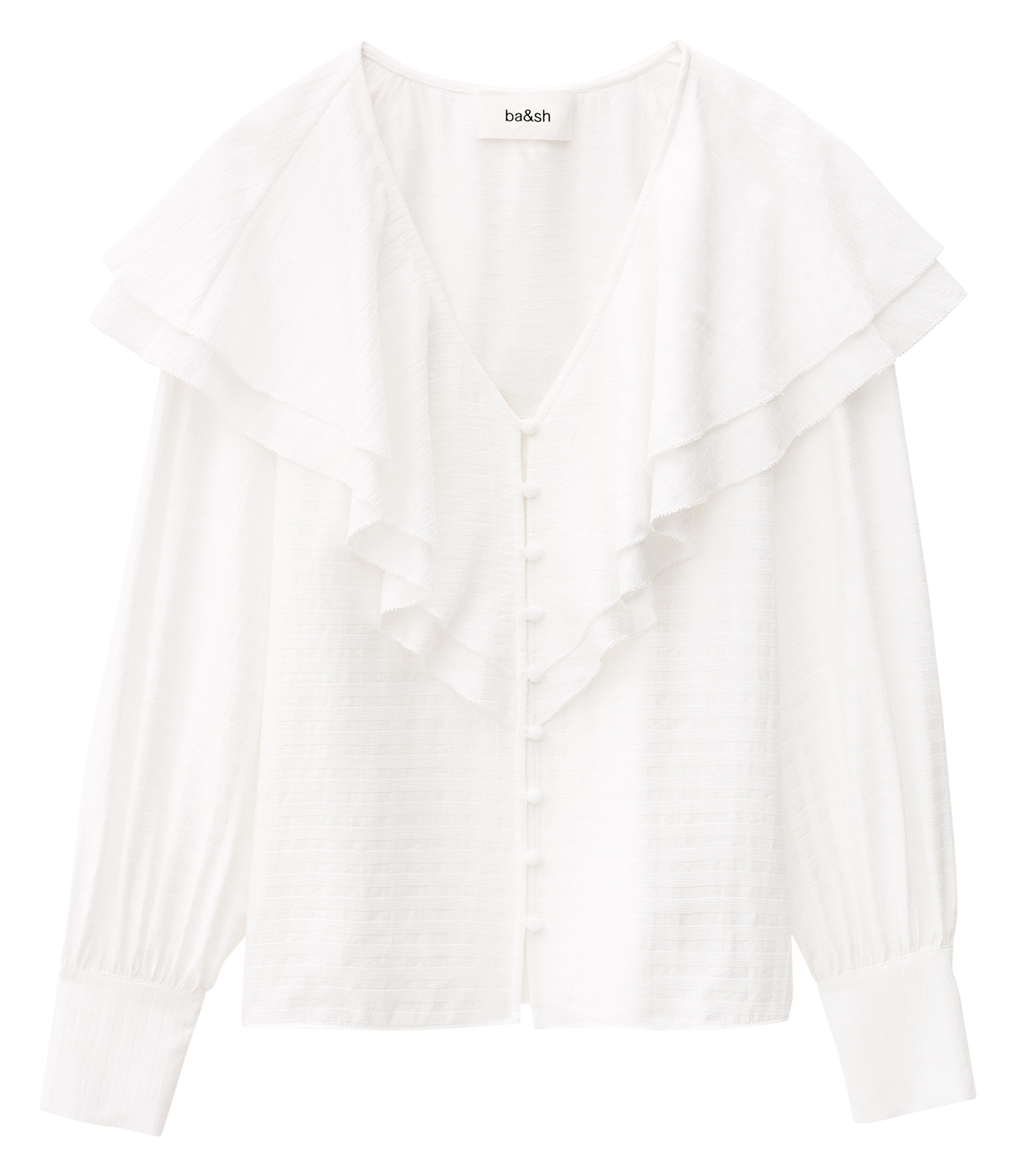 Gerimpelde blouse met V-hals in effen kleur BA&SH Beige