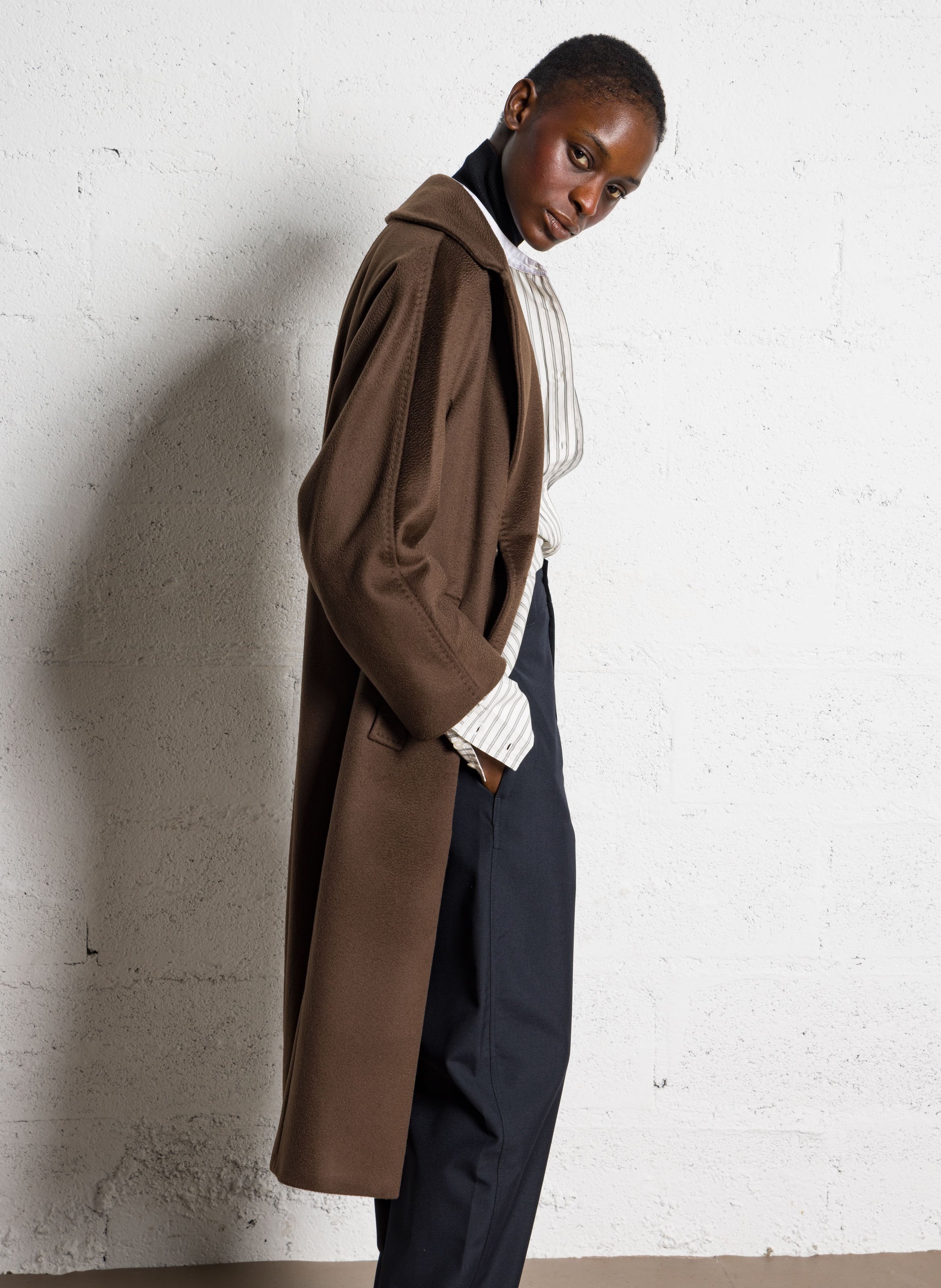 Manteau col tailleur en laine MAX MARA WEEK END Marron
