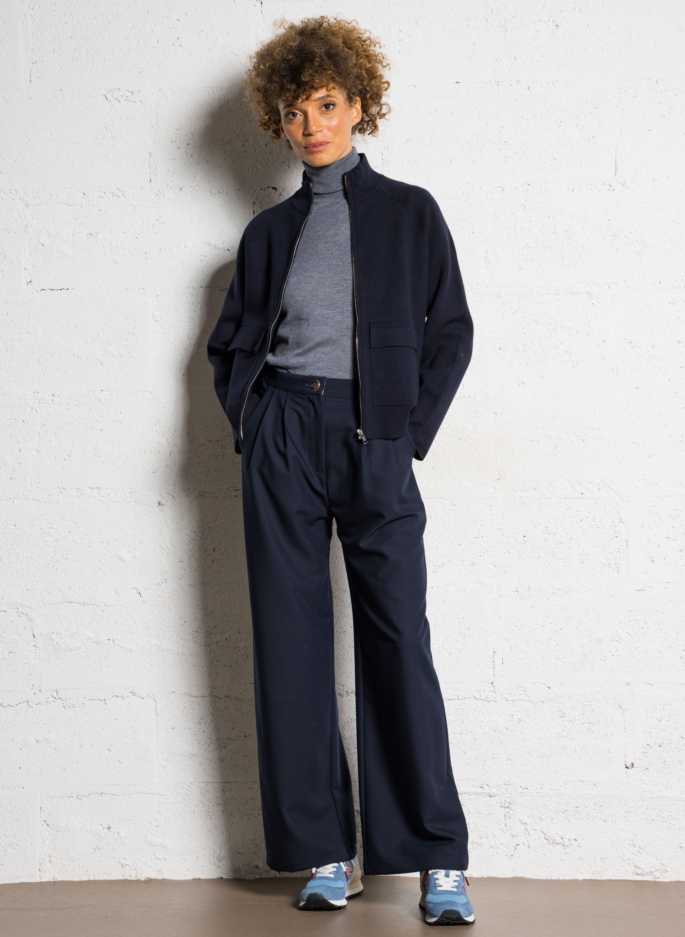 Solid straight zippered vest MAISON 123 Blue