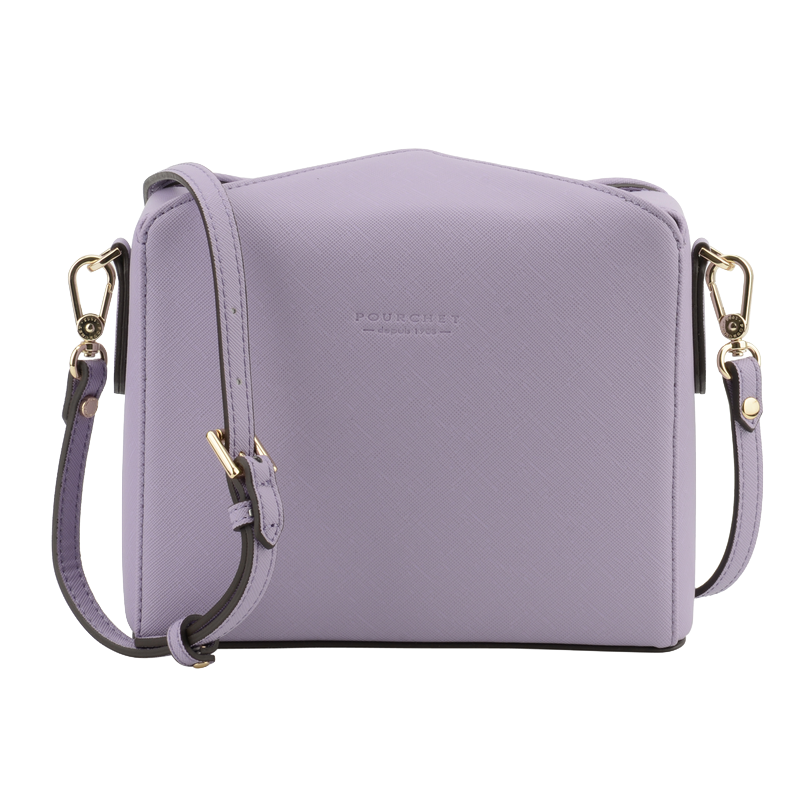 Shoulder bag - coated canvas trimmed with cowhide leather POURCHET Purple
