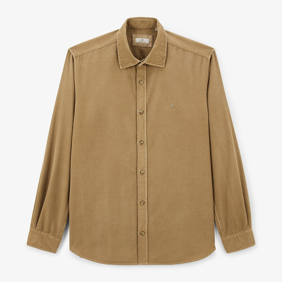 Solid velvet long-sleeve shirt SERGE BLANCO Beige