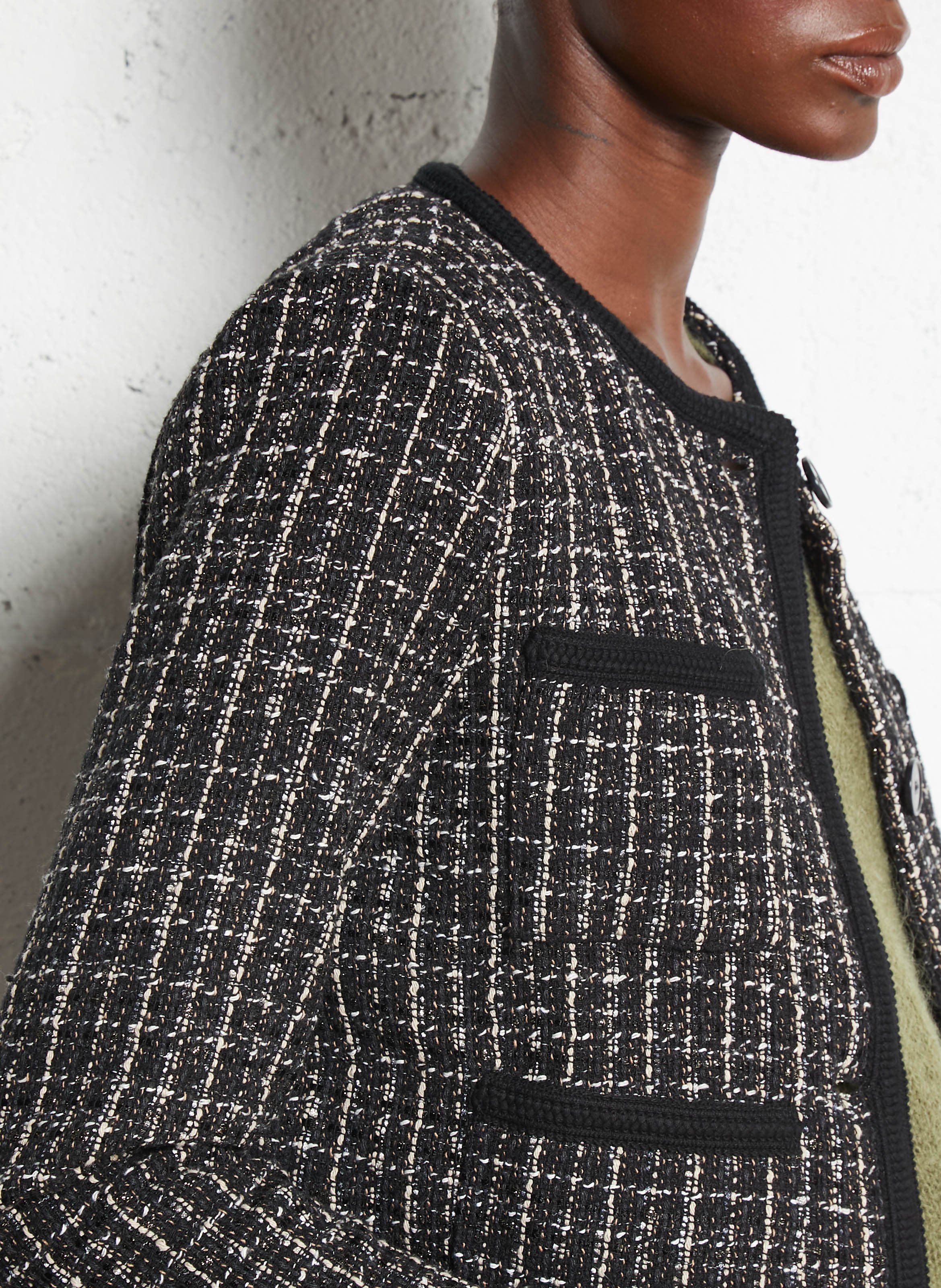 Geknöpfte Tweed-Jacke mit Rundhalsausschnitt SUD EXPRESS Schwarz