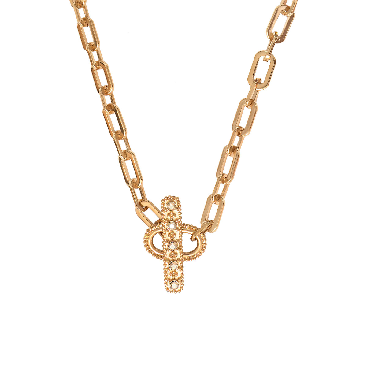 Metal chain necklace with crystal jewel clasp SATELLITE PARIS No Color