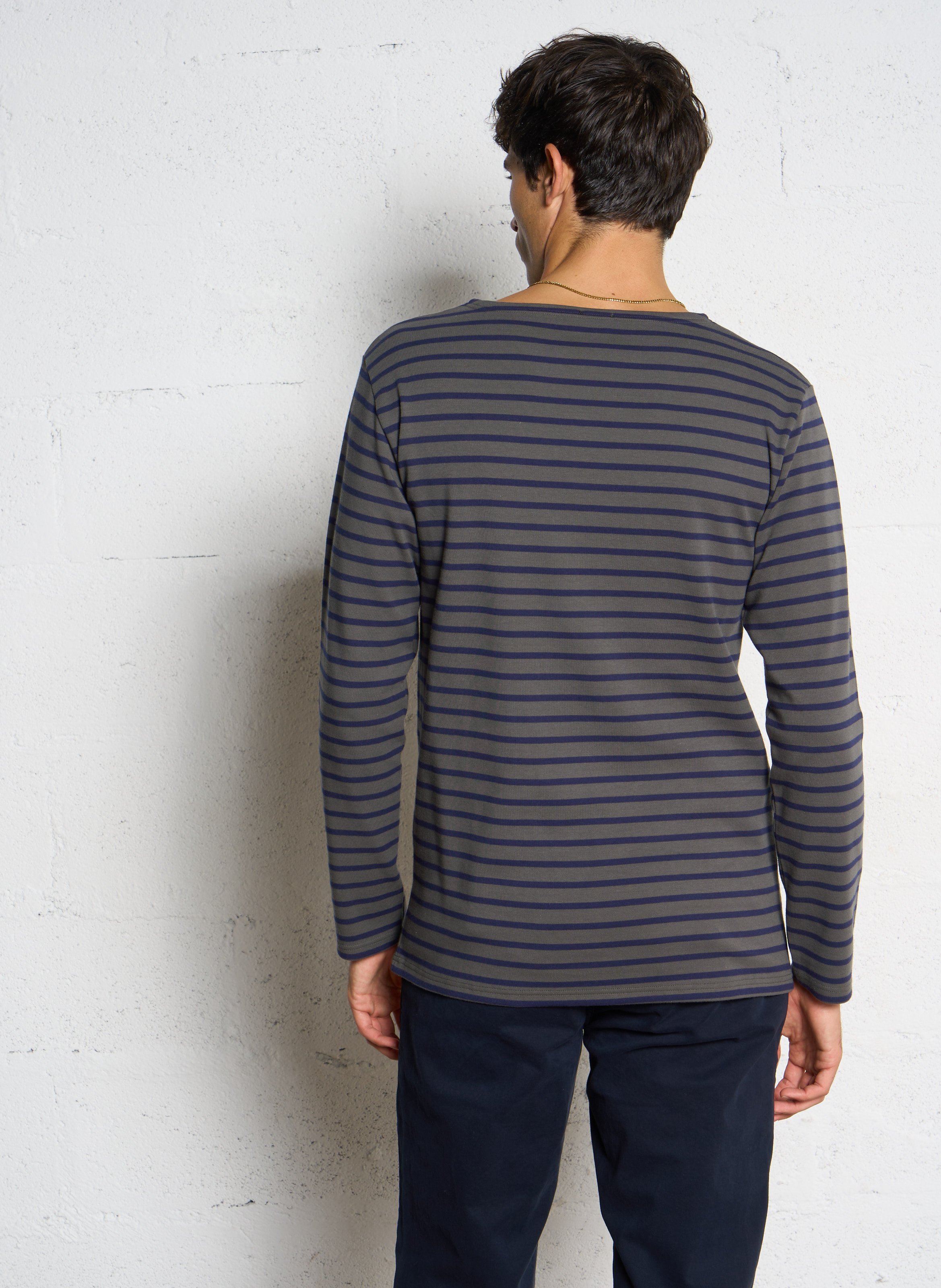 T-shirt col rond à rayures en coton  ARMOR LUX Bleu