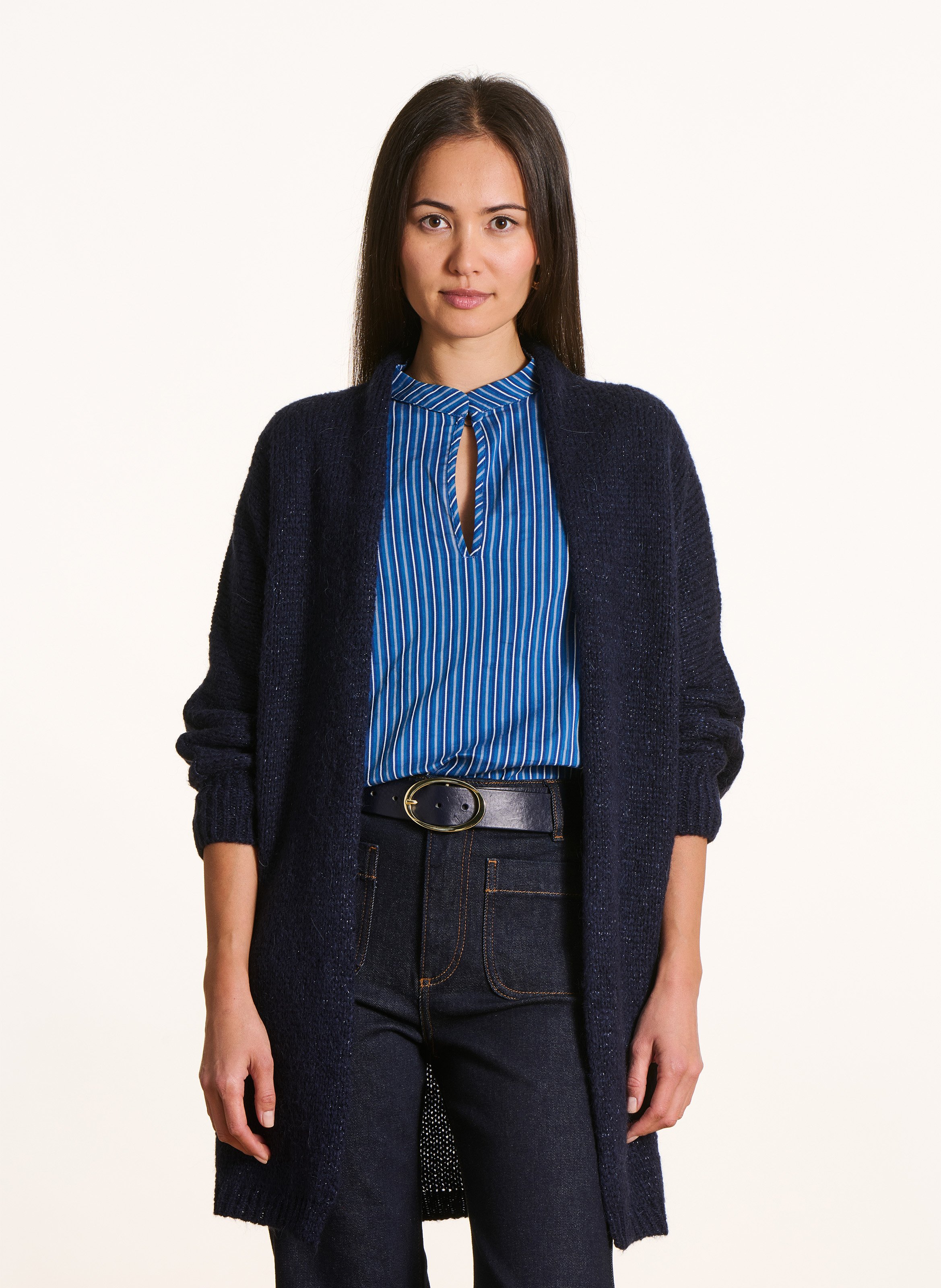 Gilet ample en maille LA FEE MARABOUTEE Bleu