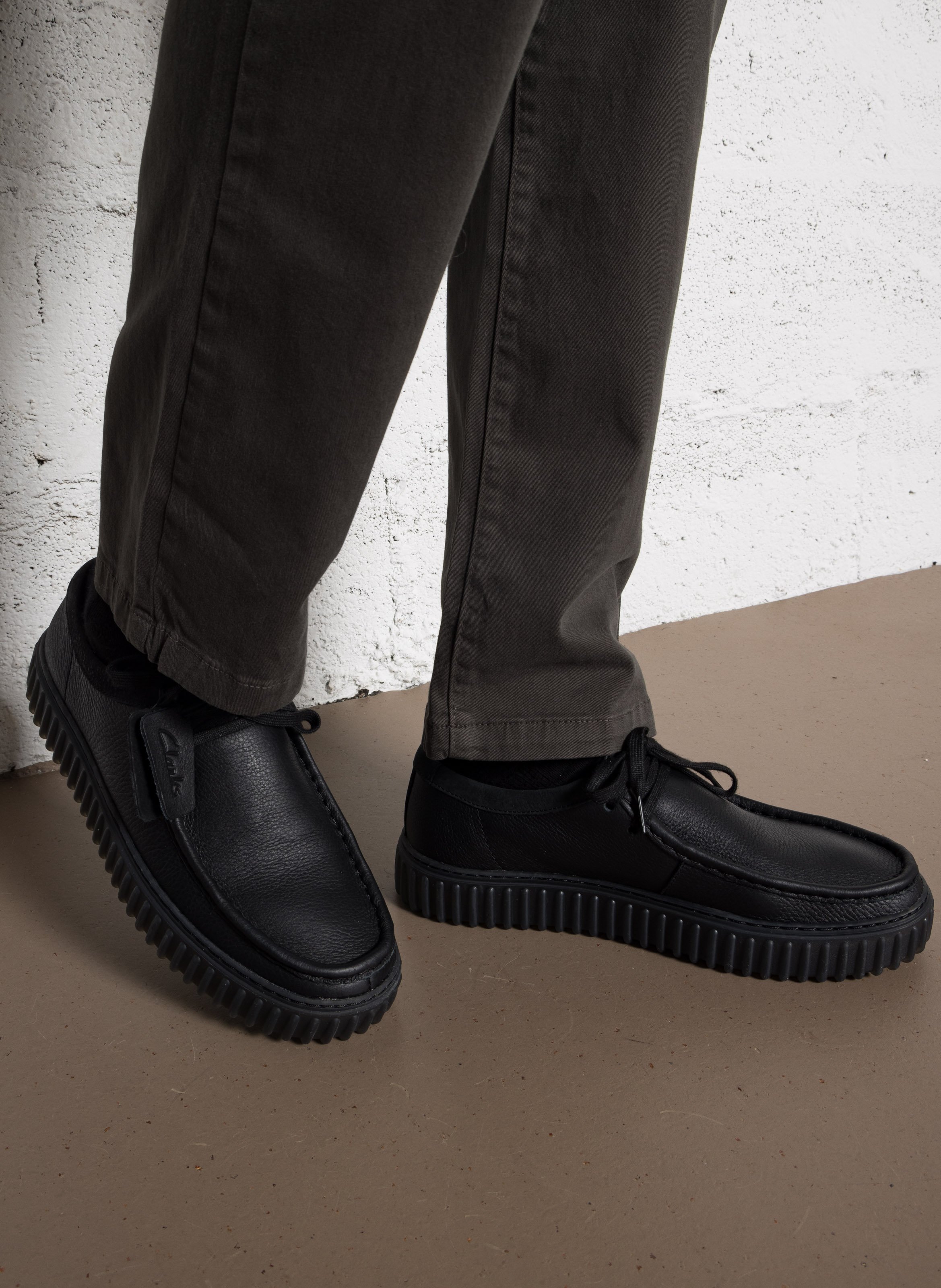 Flat leather derbies CLARKS Black