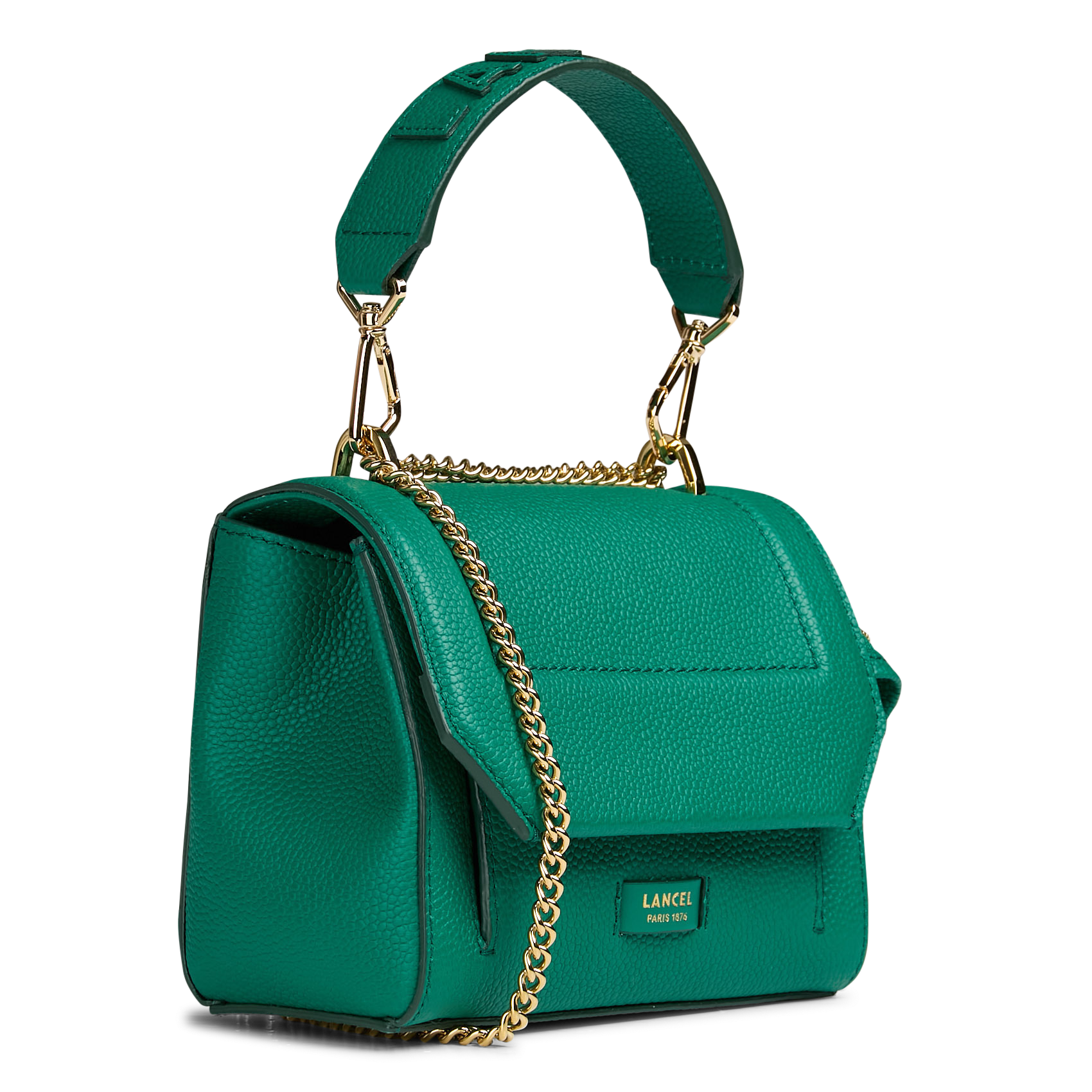 Kleine Umschlagtasche aus genarbtem Leder LANCEL Grun