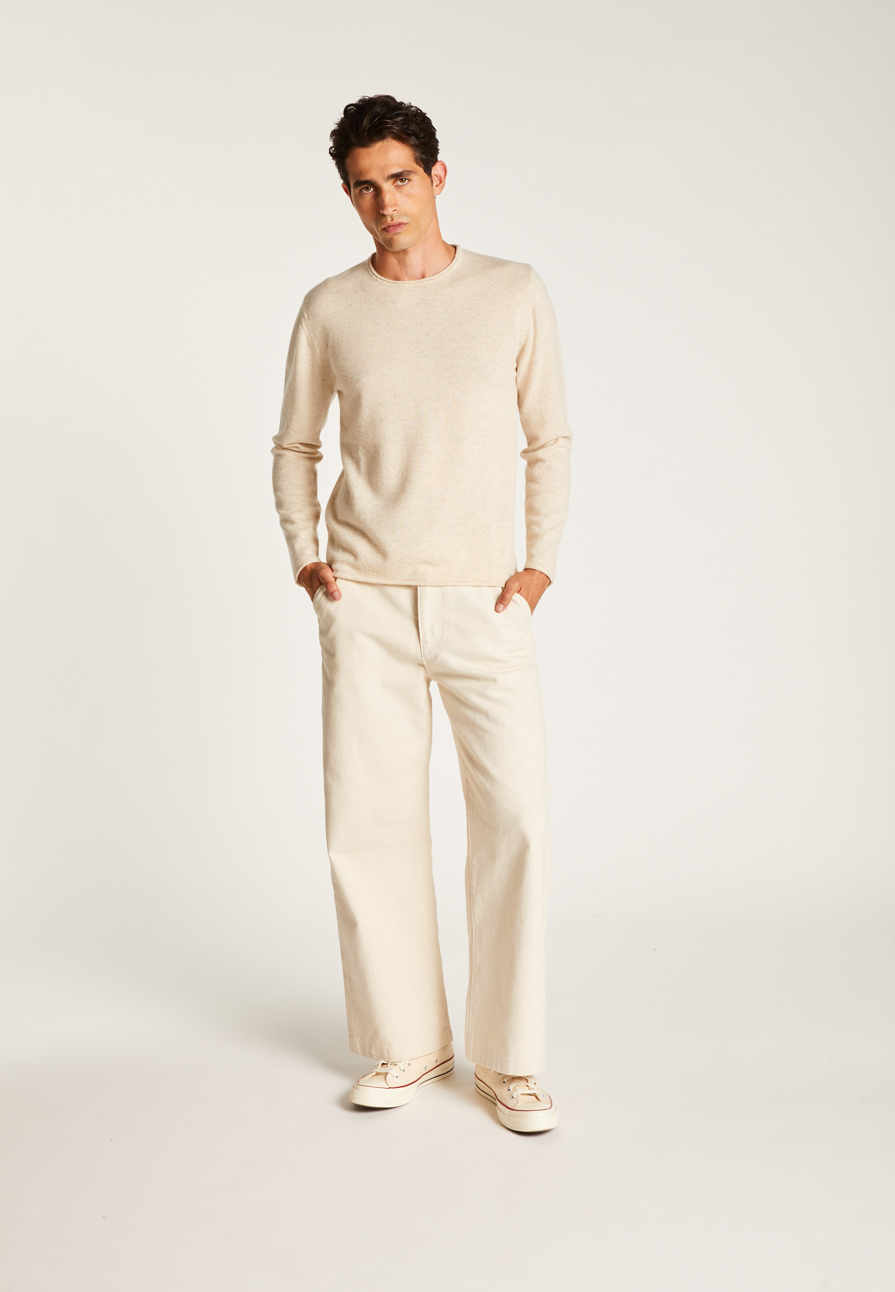 Cashmere sweater with rolled turtleneck MAISON MONTAGUT Beige