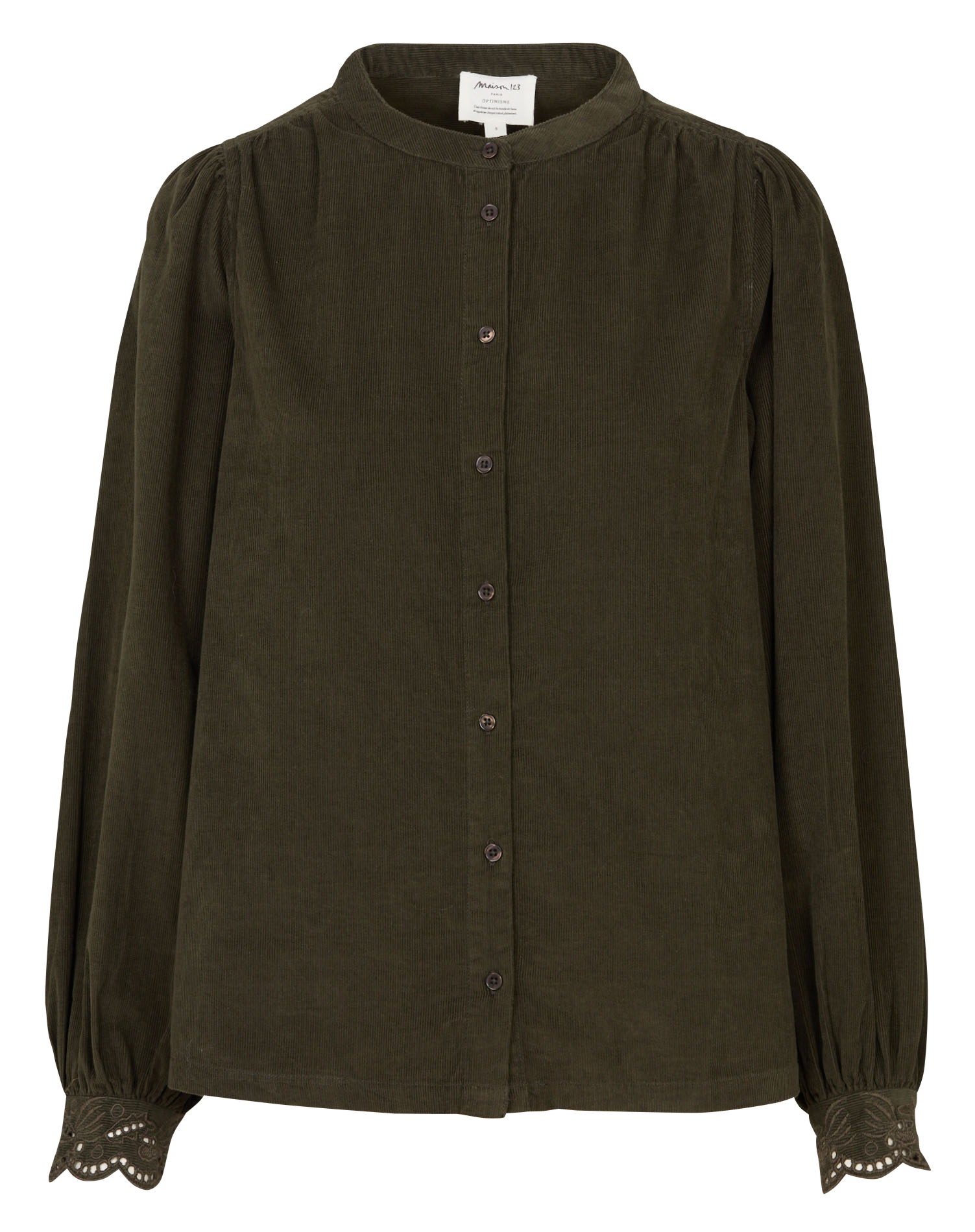 Blouse col rond en velours côtelé MAISON 123 Kaki