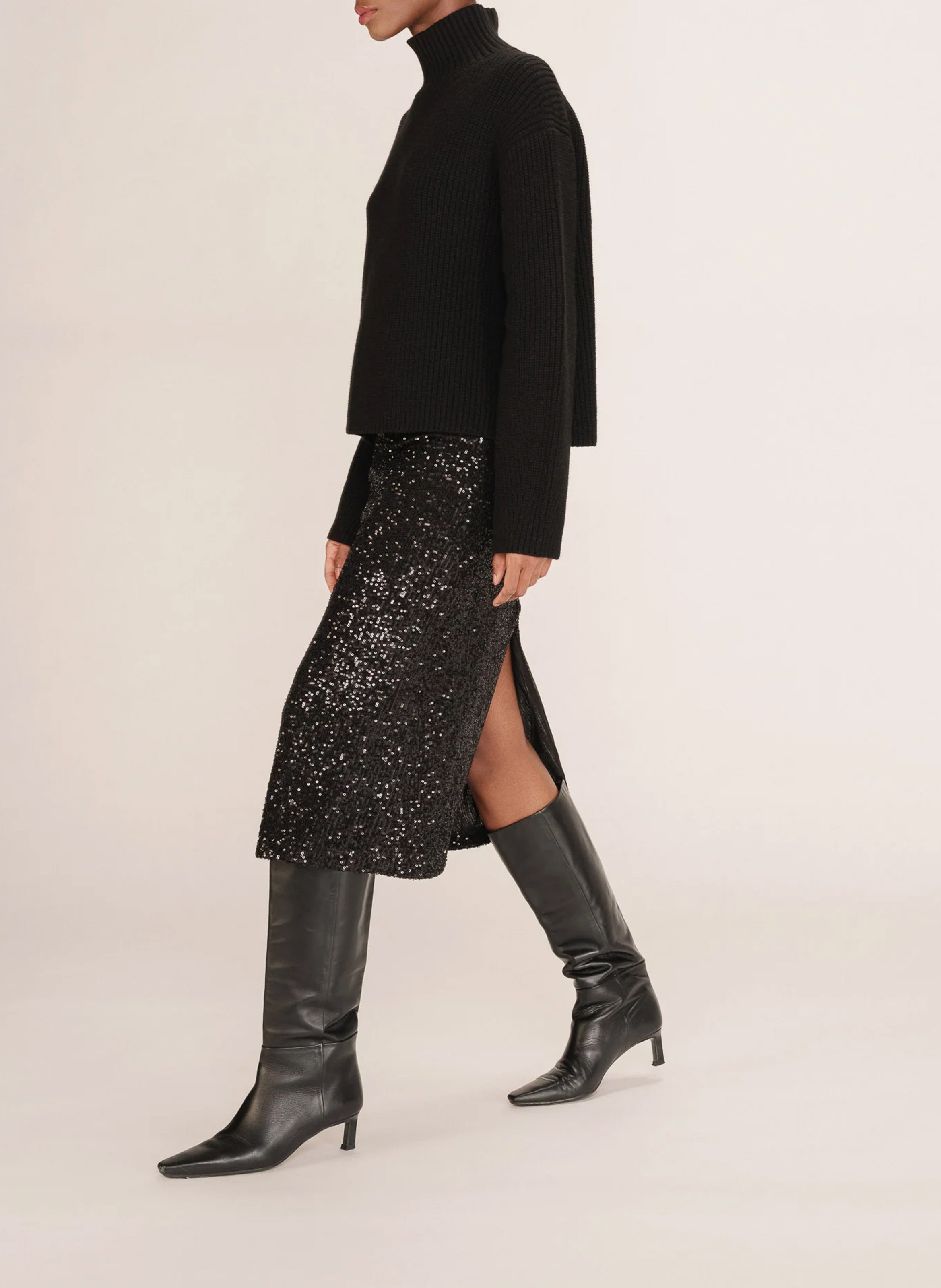 A-line Sequin Maxi Skirt GRACE ET MILA Black