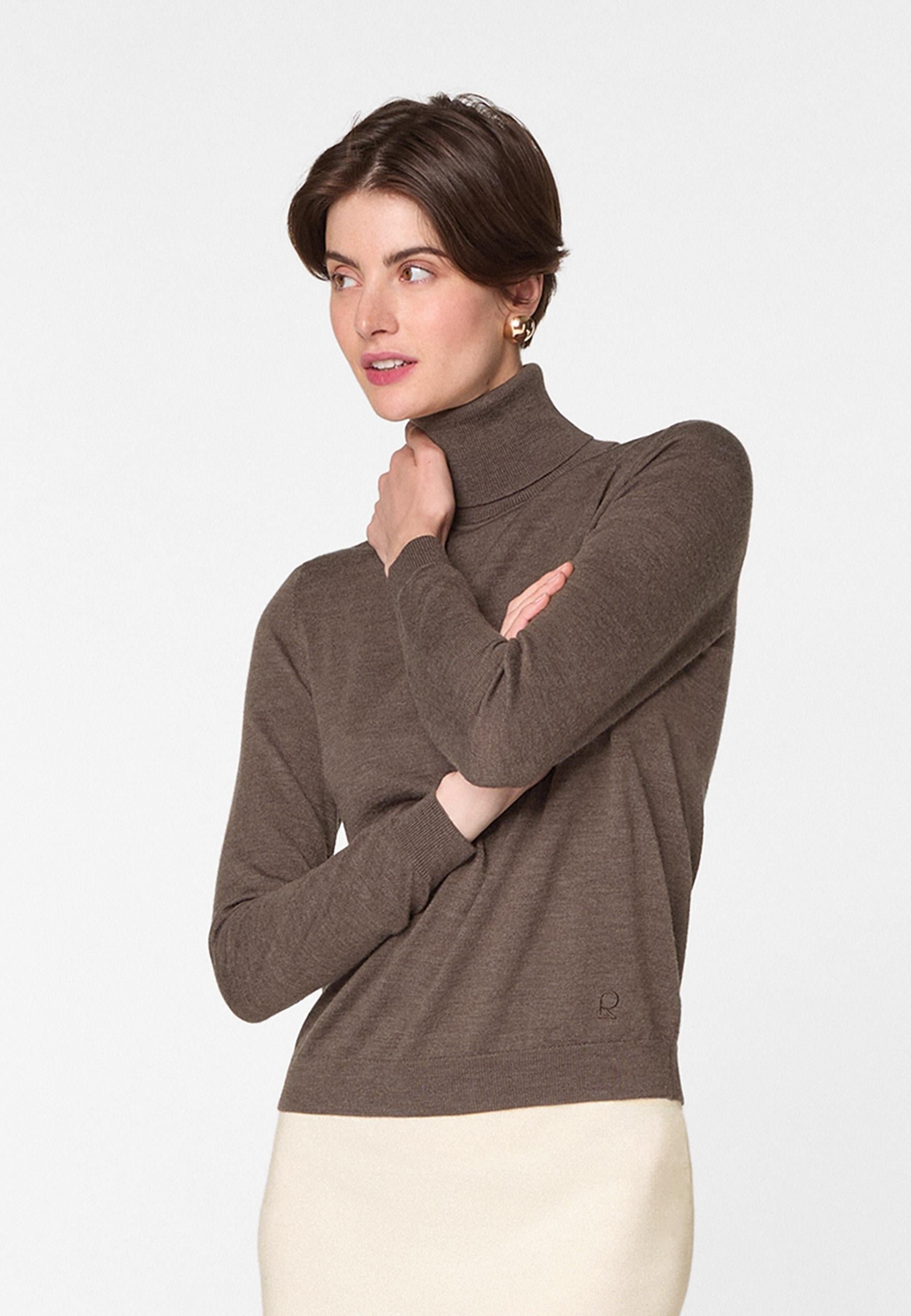 Merino wool roll-neck sweater RODIER Brown