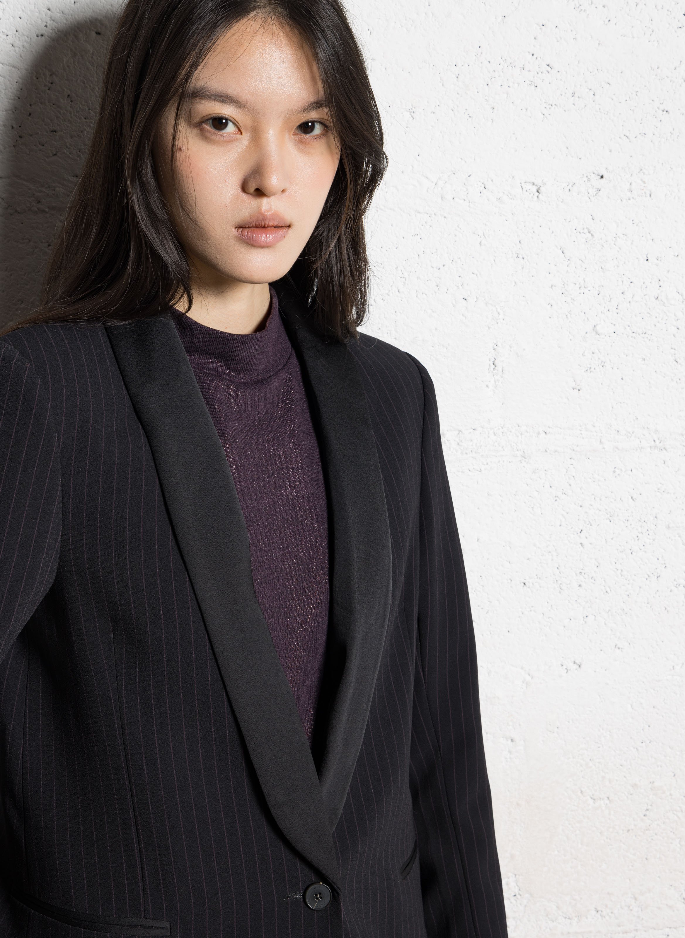 Veste droite col châle à rayures IKKS Noir