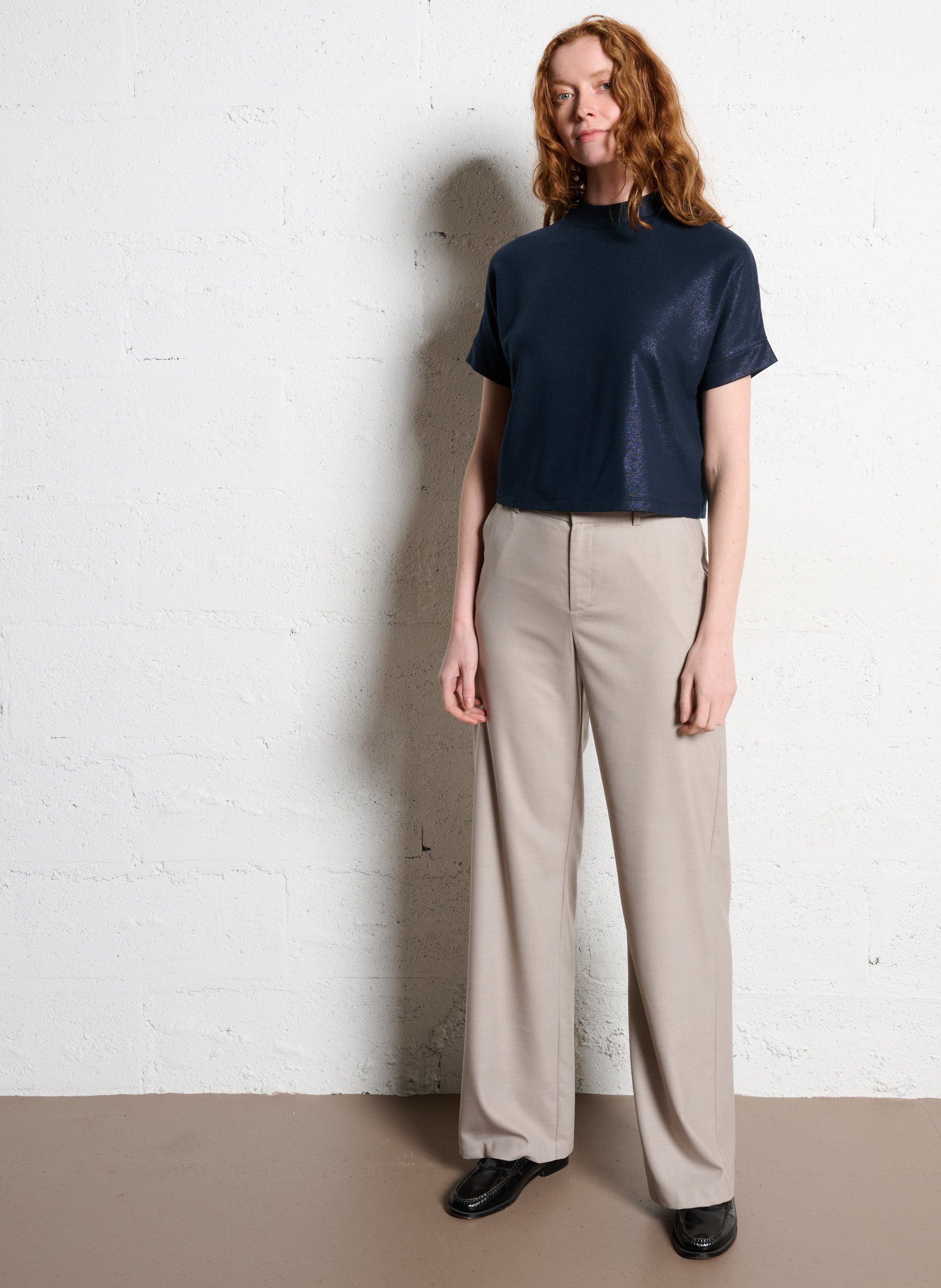 Oversized high neck knit top IKKS Blue