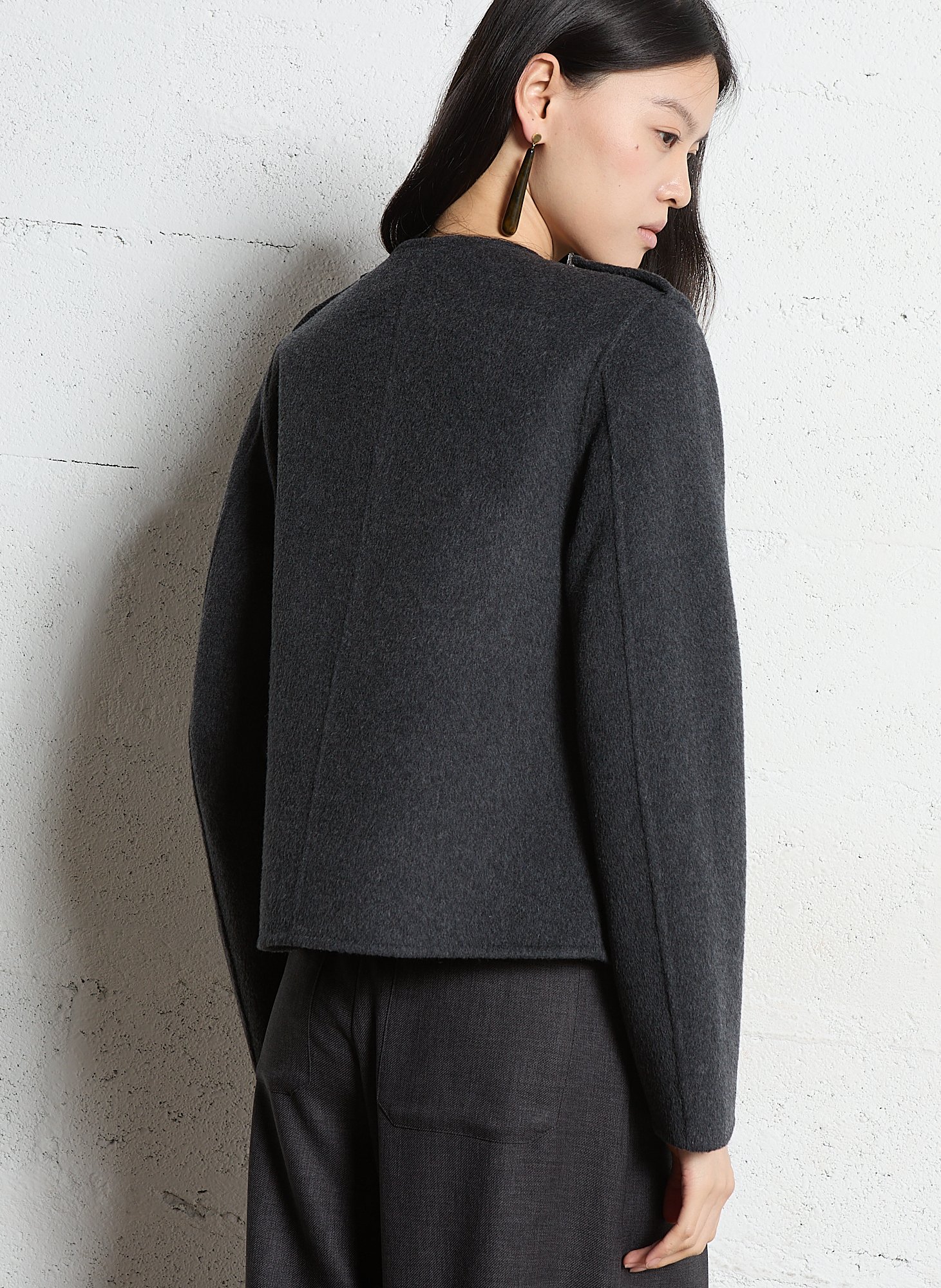 Straight buttoned coat in blended wool MAISON 123 Grey