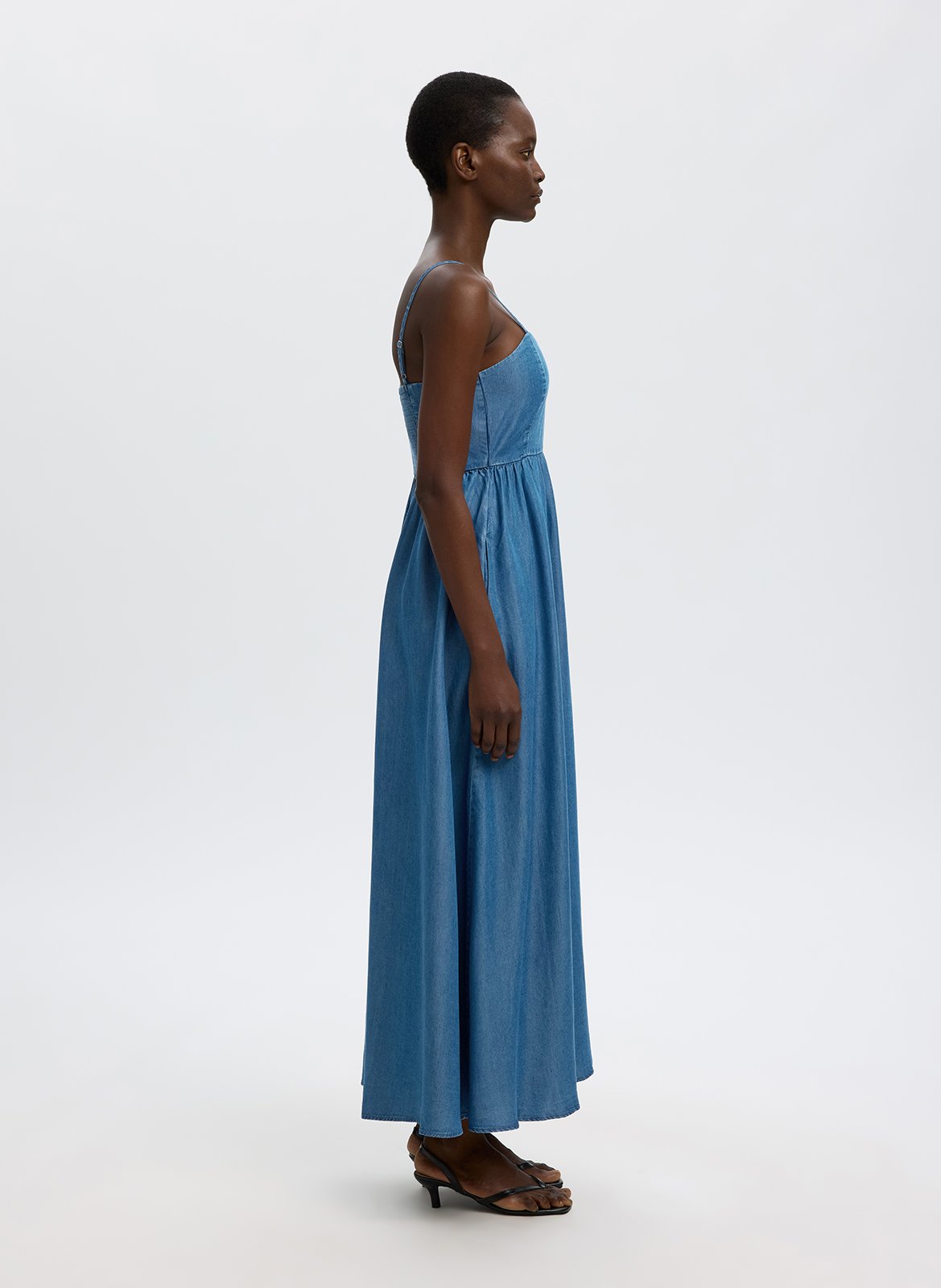 Lange jurk met ronde hals SELECTED Blue