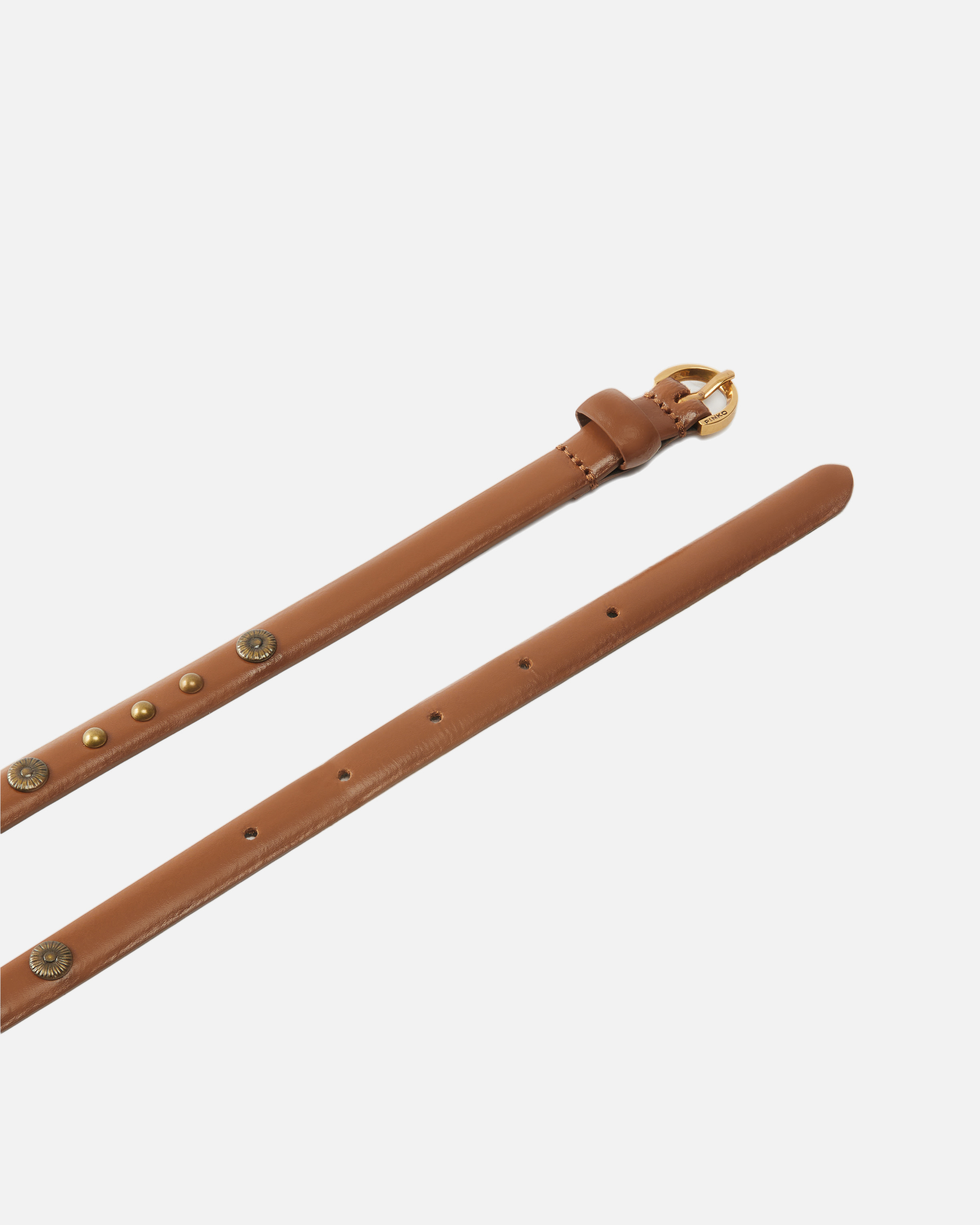 Studded leather belt 1.5 cm PINKO Brown