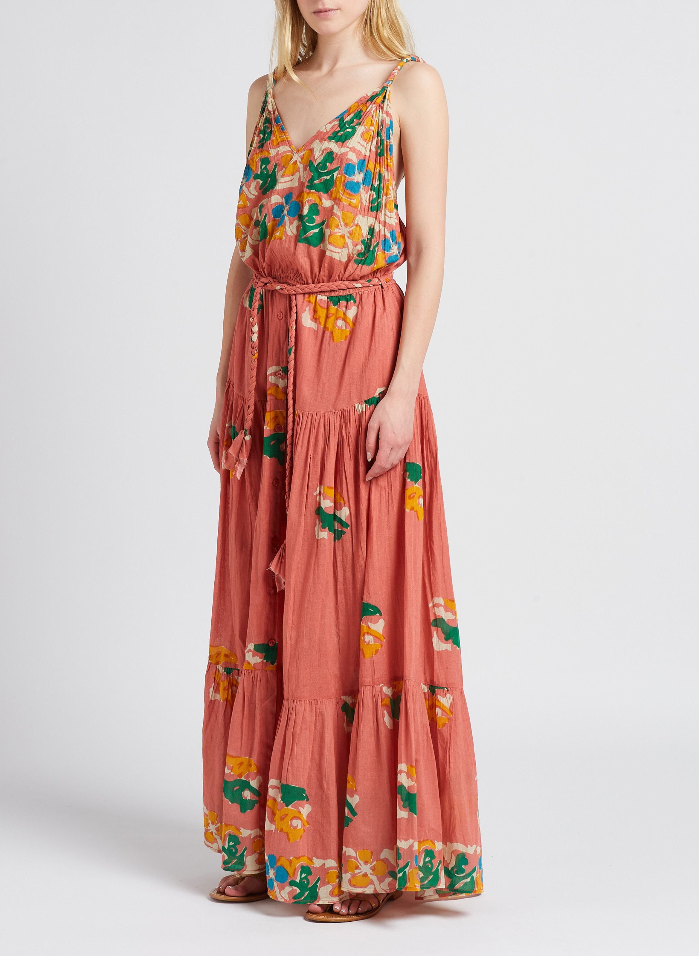 Robe longue col V imprimé floral MES DEMOISELLES Multicolore