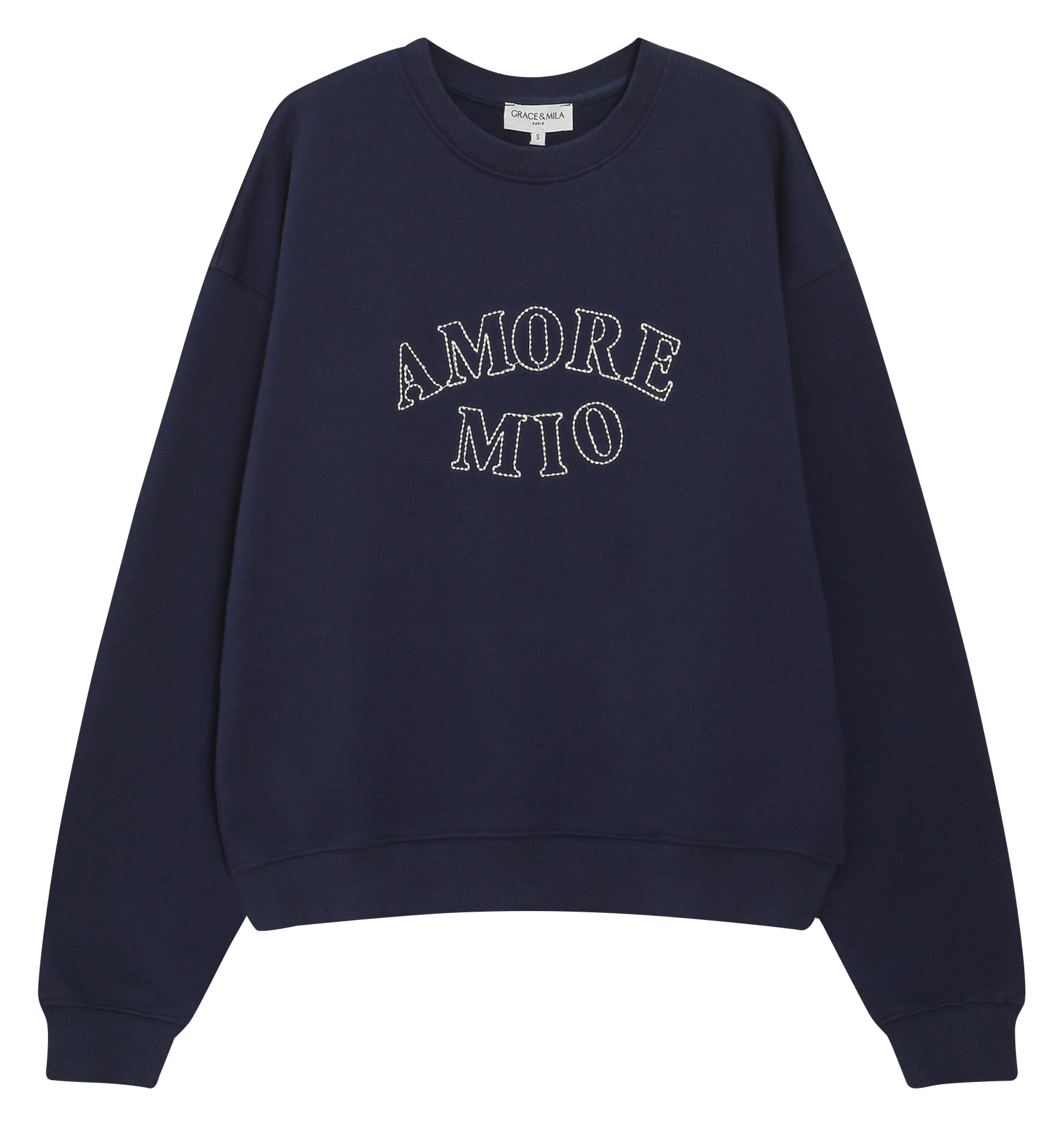 Cotton round-neck sweatshirt GRACE ET MILA Blue