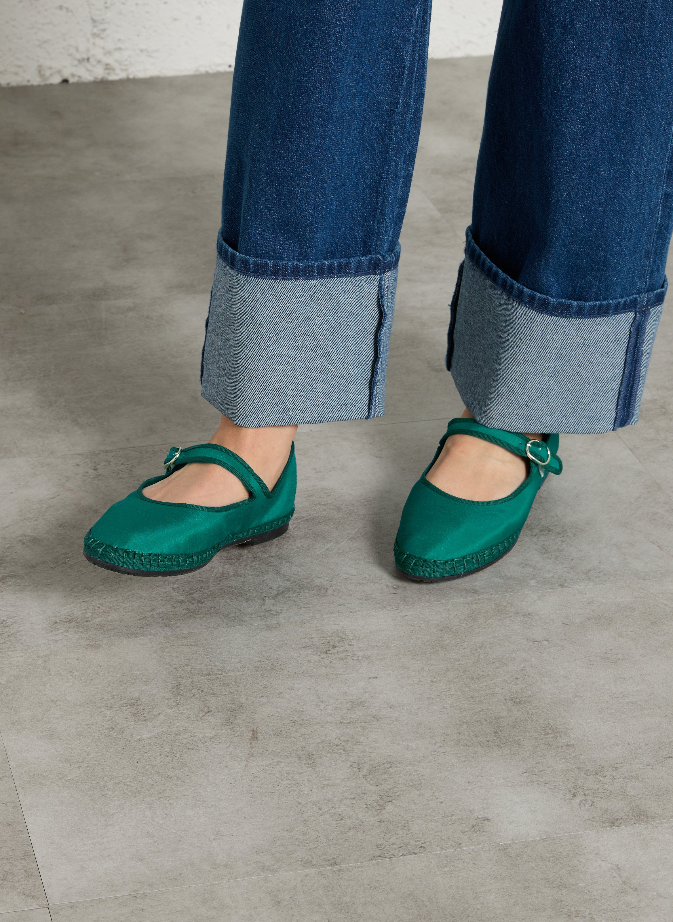 Silk ballerina flats FLABELUS Green