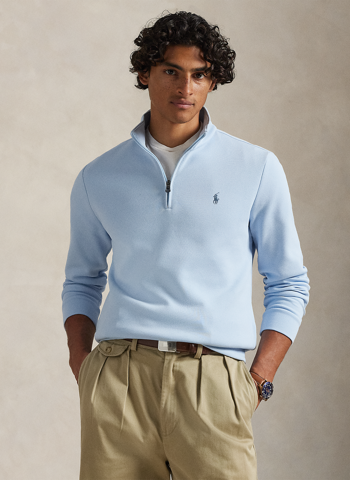 Straight high-neck cotton-blend sweater POLO RALPH LAUREN Blue