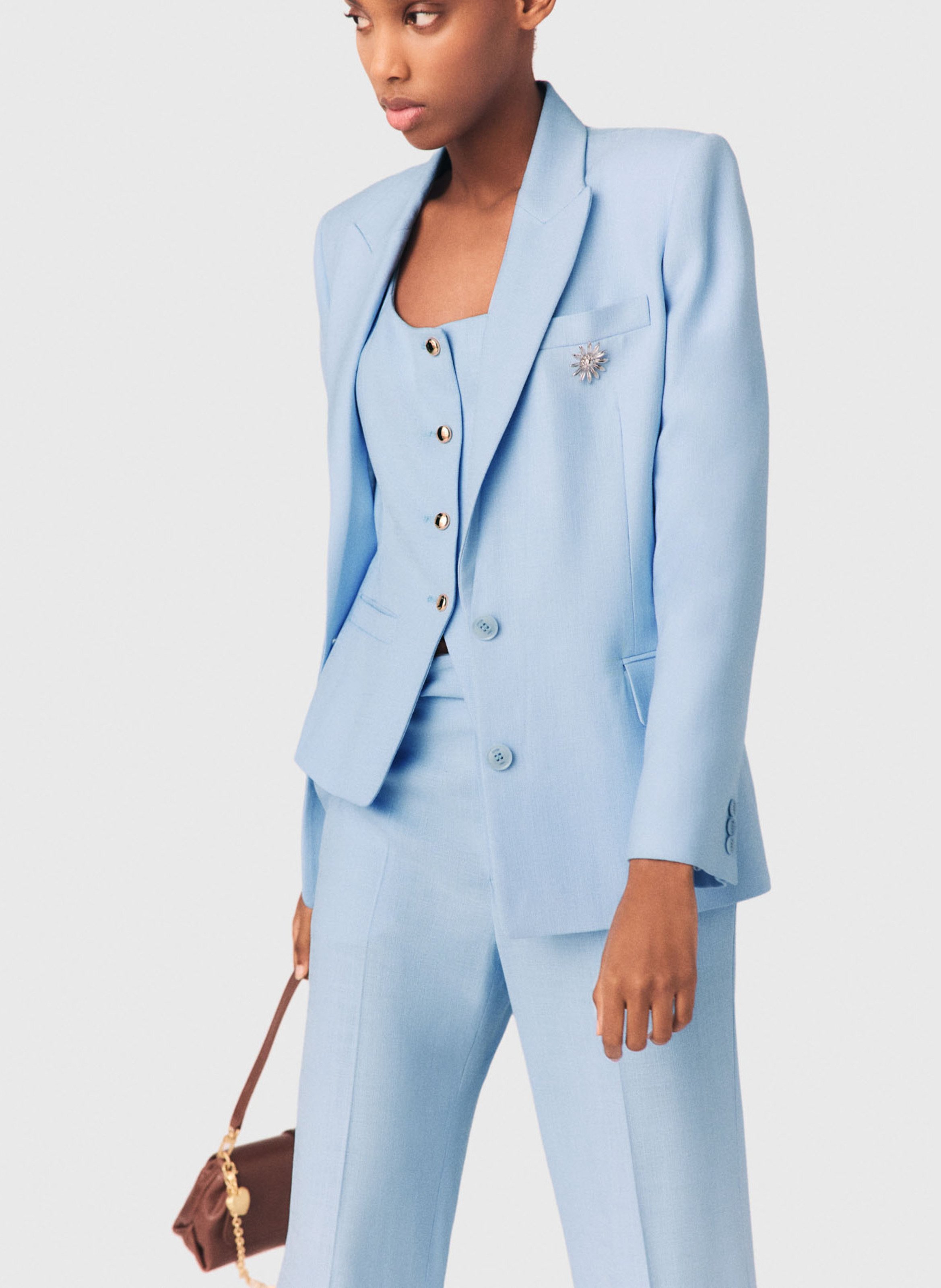 Solid straight blazer MAJE Blue