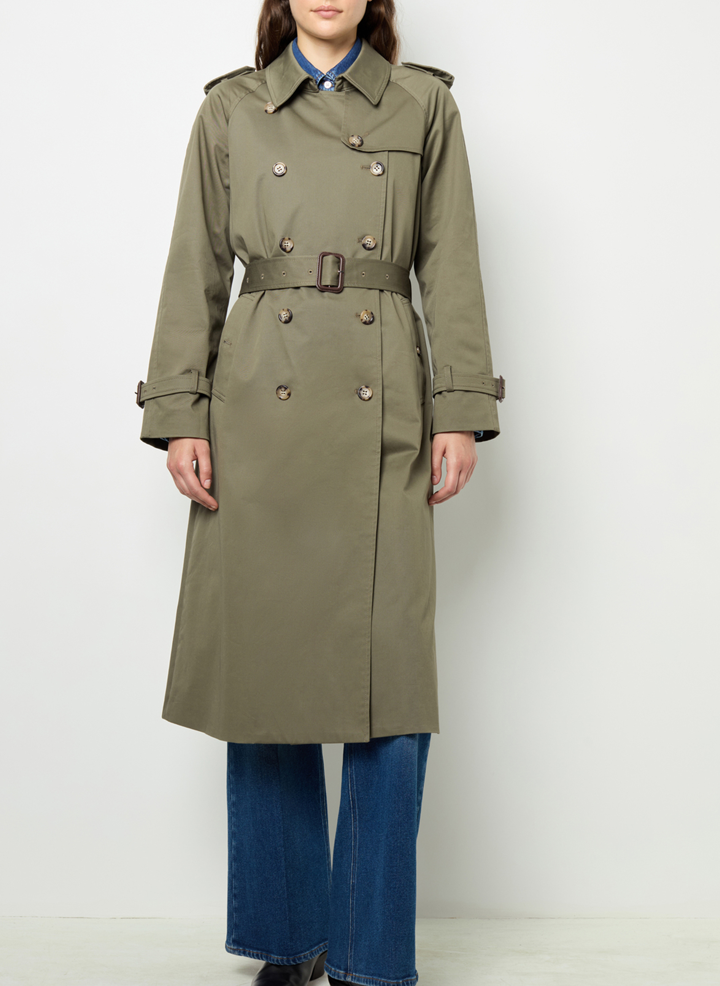 Straight lapel collar trench coat in blended cotton GERARD DAREL