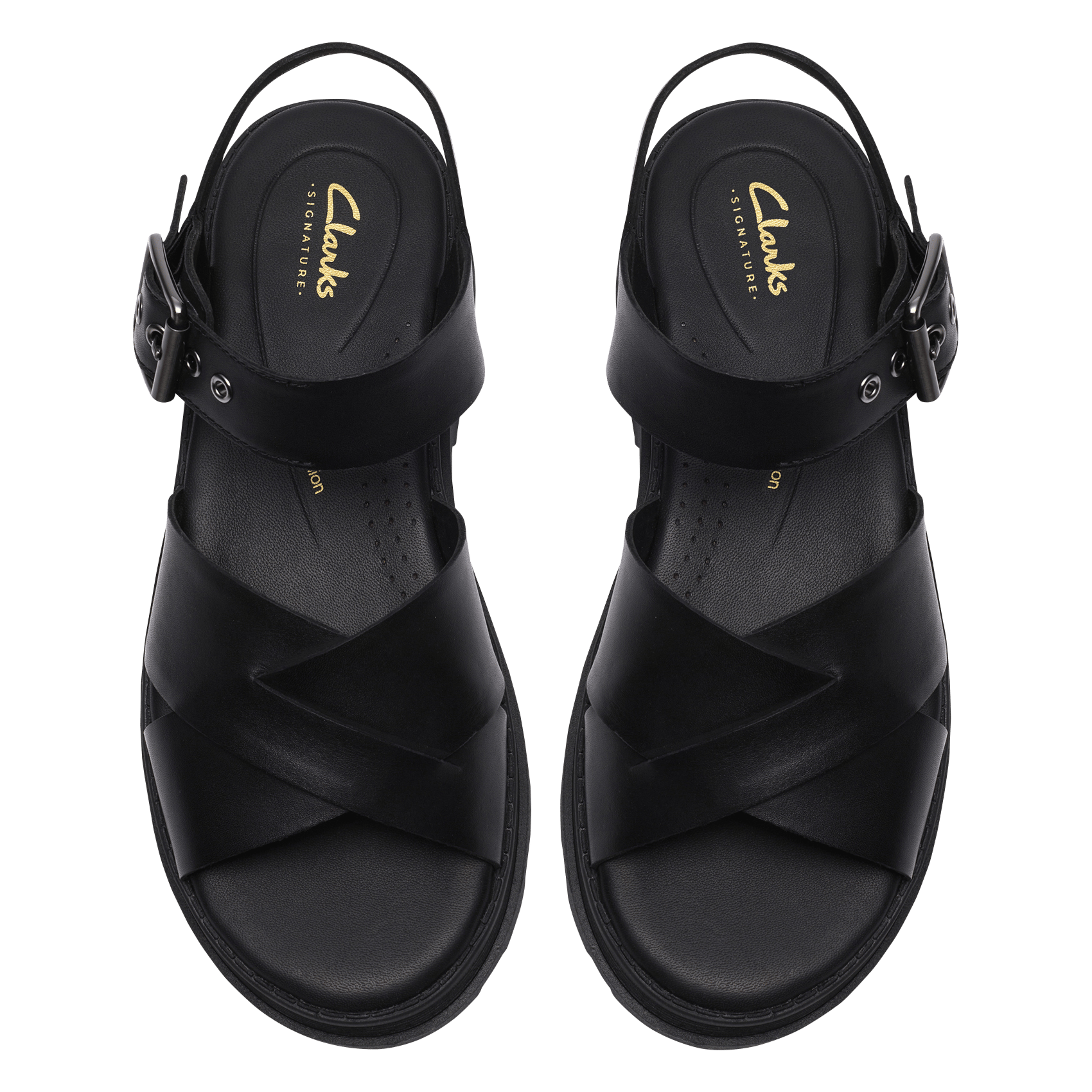 Aouda flat leather sandals CLARKS Black