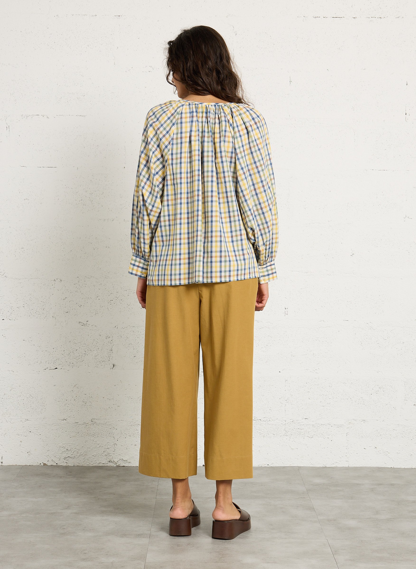 Oversized round neck printed cotton top BELLEPIECE Multicolored