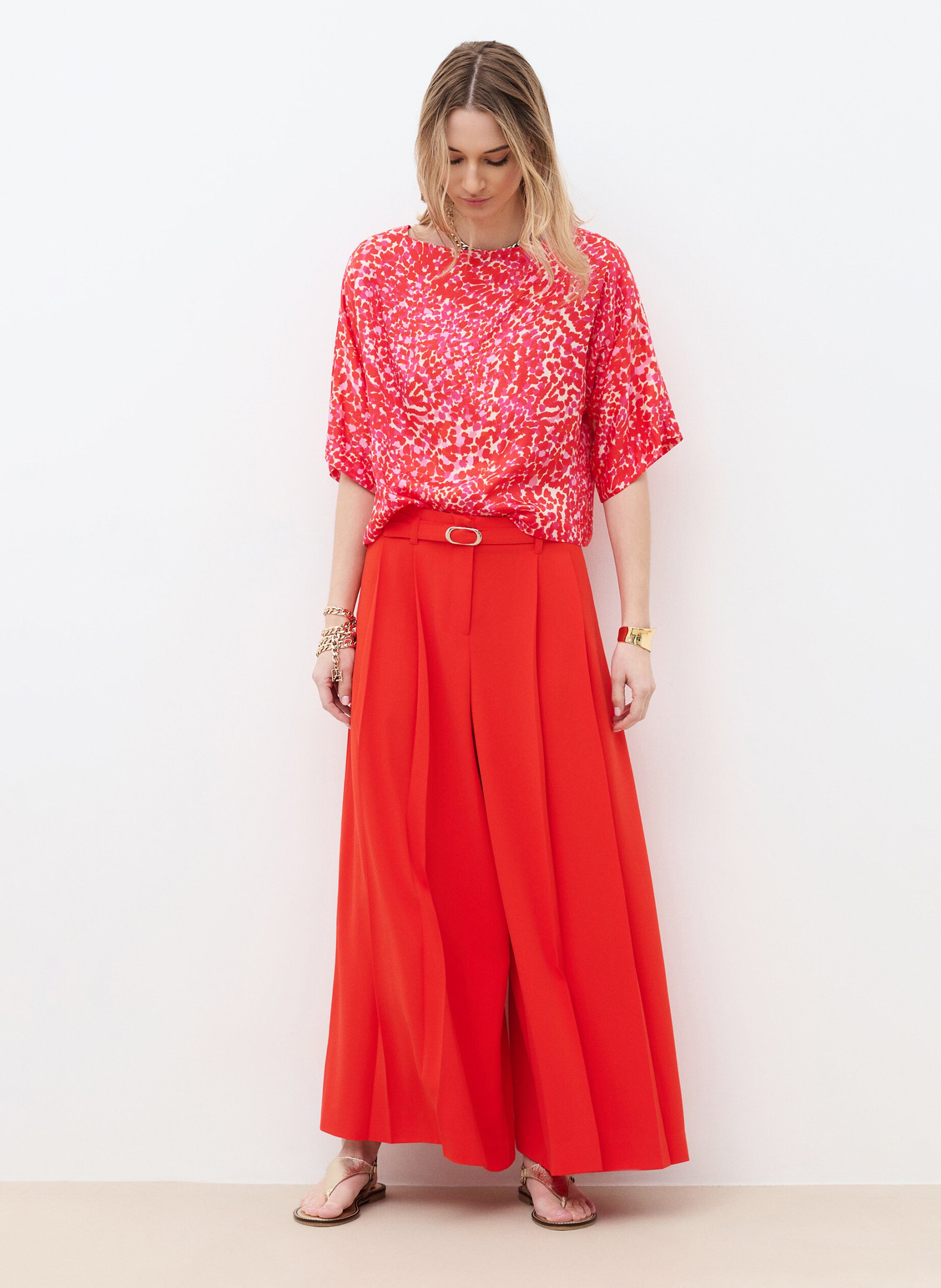 Top droit col bateau imprimé CAROLL Rose