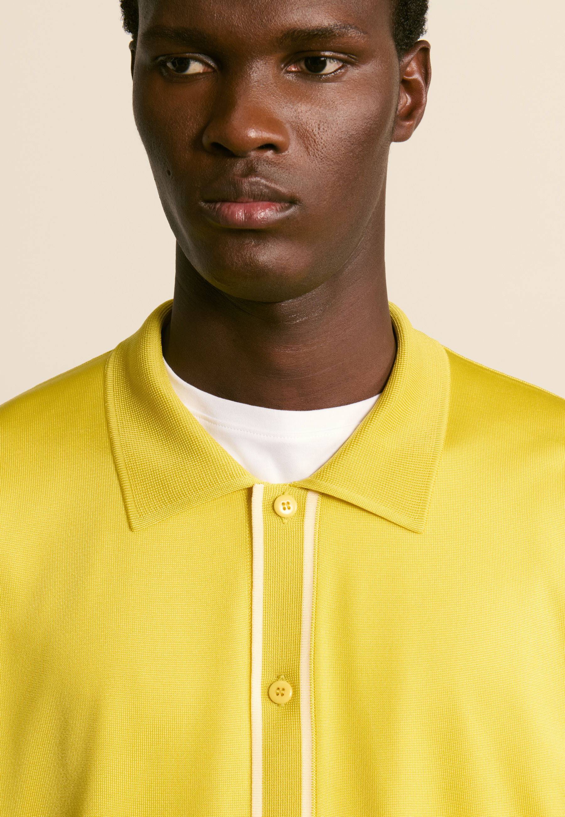 Chemise manches courtes en fil lumière MAISON MONTAGUT Jaune